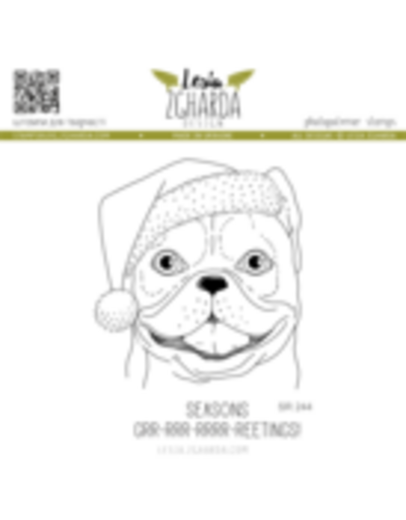 LESIA ZGHARDA DESIGN LESIA ZGHARDA DESIGN FRENCH BULLDOG IN THE SANTA HAT WITH SENTIMENT CLEAR STAMP SET