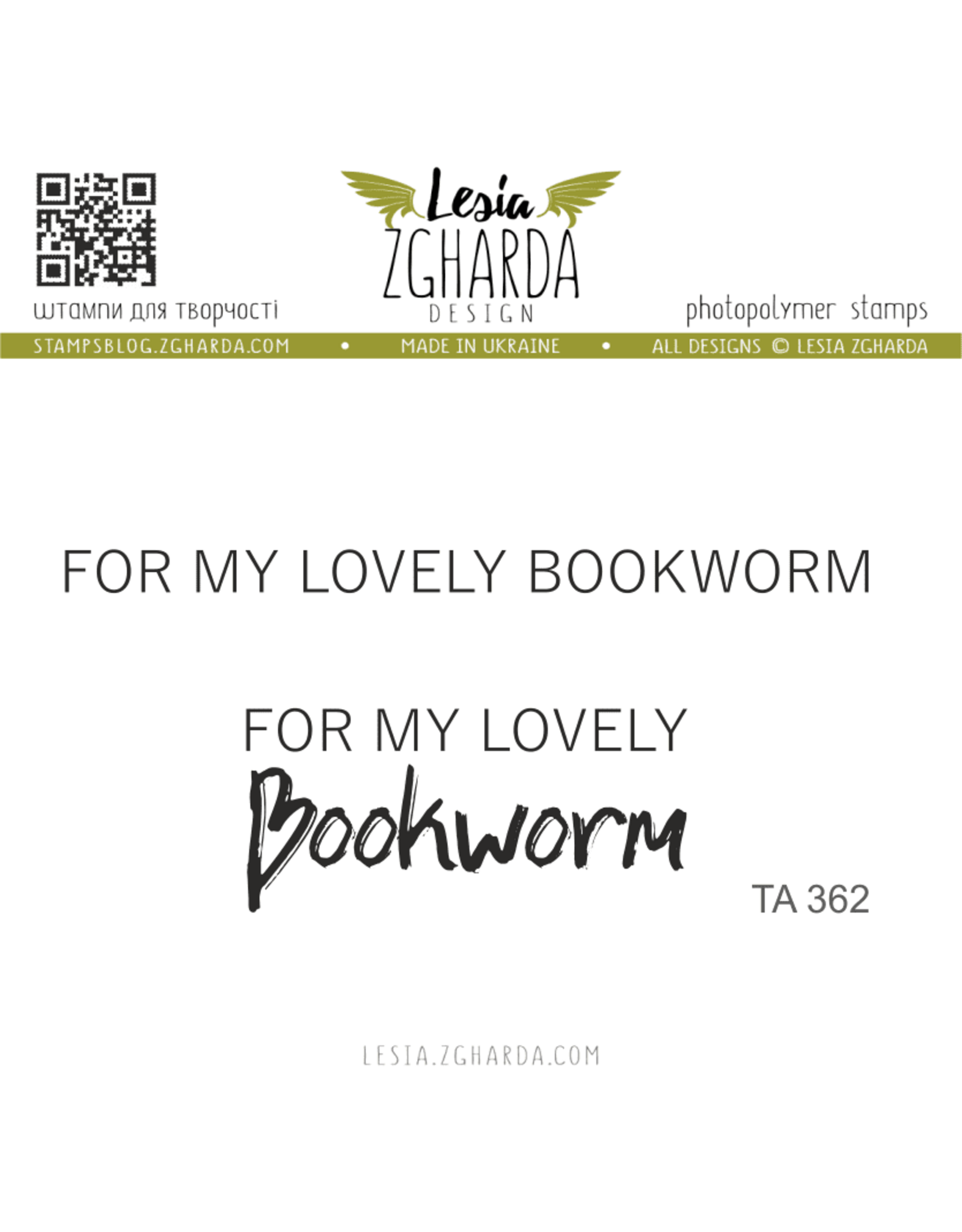 LESIA ZGHARDA DESIGN LESIA ZGHARDA DESIGN FOR MY LOVELY BOOKWORM CLEAR STAMP SET