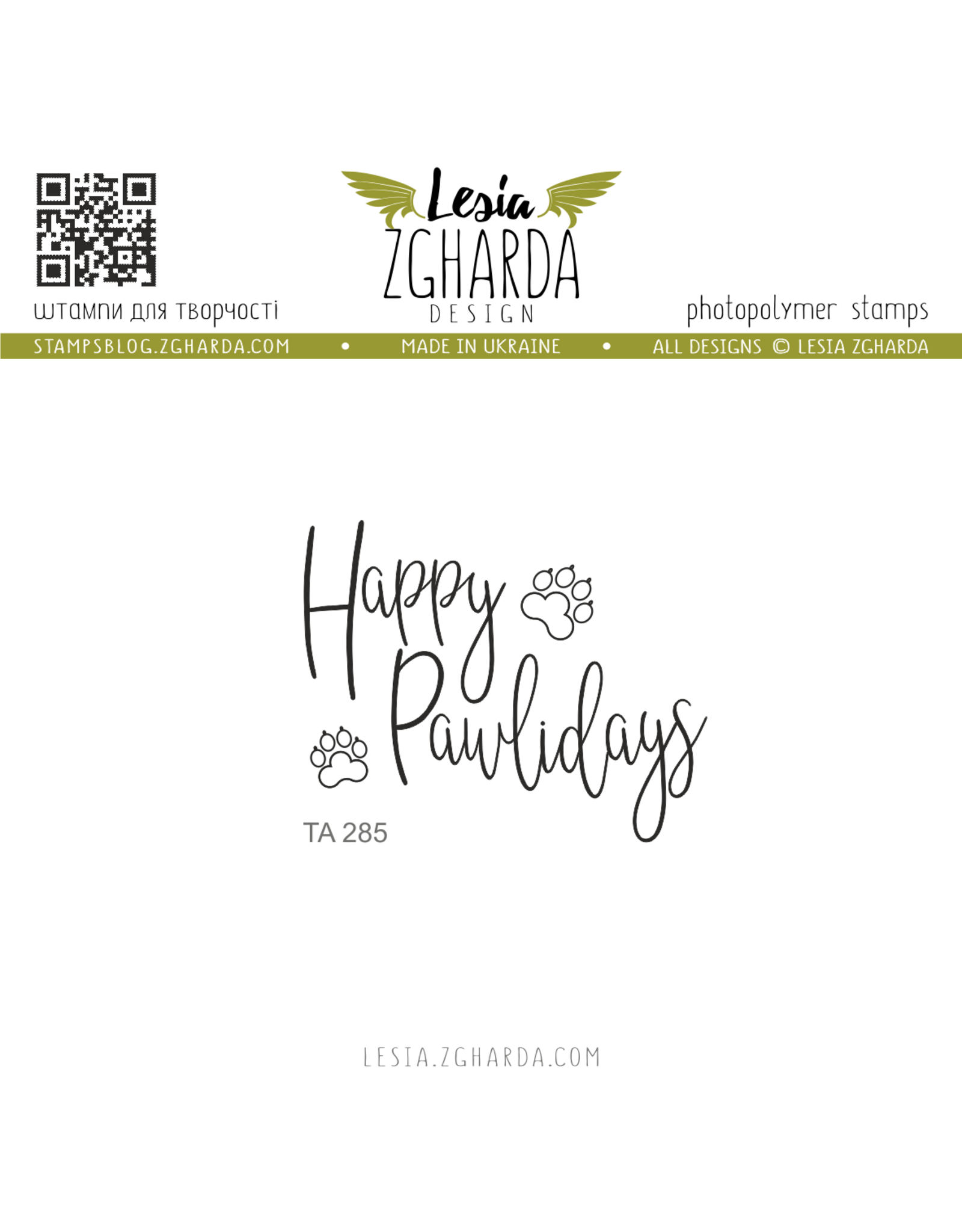 LESIA ZGHARDA DESIGN LESIA ZGHARDA DESIGN HAPPY PAWLIDAYS CLEAR STAMP