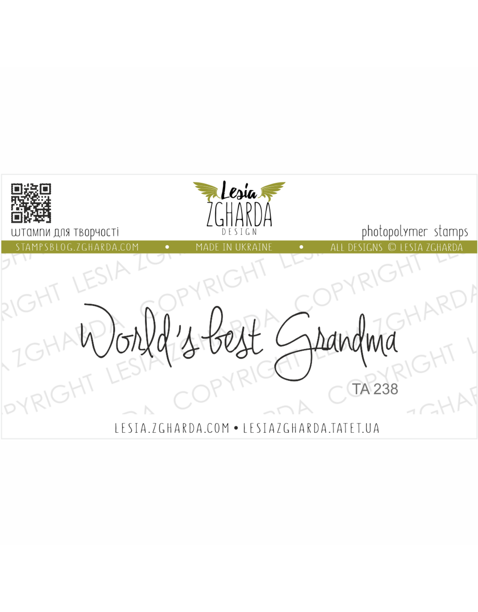 LESIA ZGHARDA DESIGN LESIA ZGHARDA DESIGN WORLD'S BEST GRANDMA CLEAR STAMP
