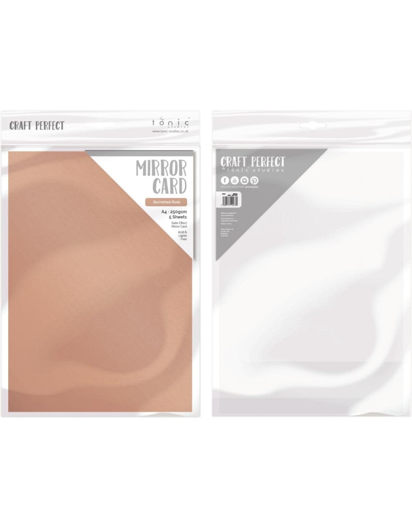 TONIC TONIC STUDIOS MIRROR CARD BURNISHED ROSE  8.5X11 5 PK