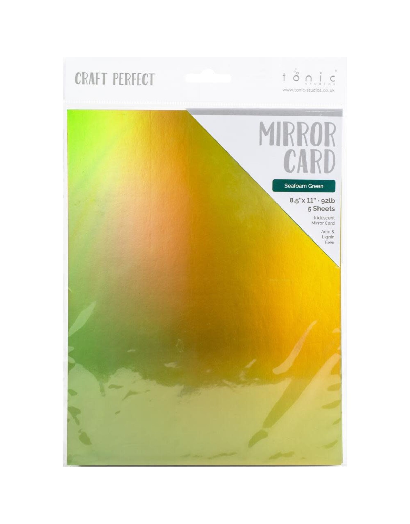TONIC TONIC STUDIOS MIRROR CARD IRIDESCENT SEAFOAM GREEN 8.5X11 5PK