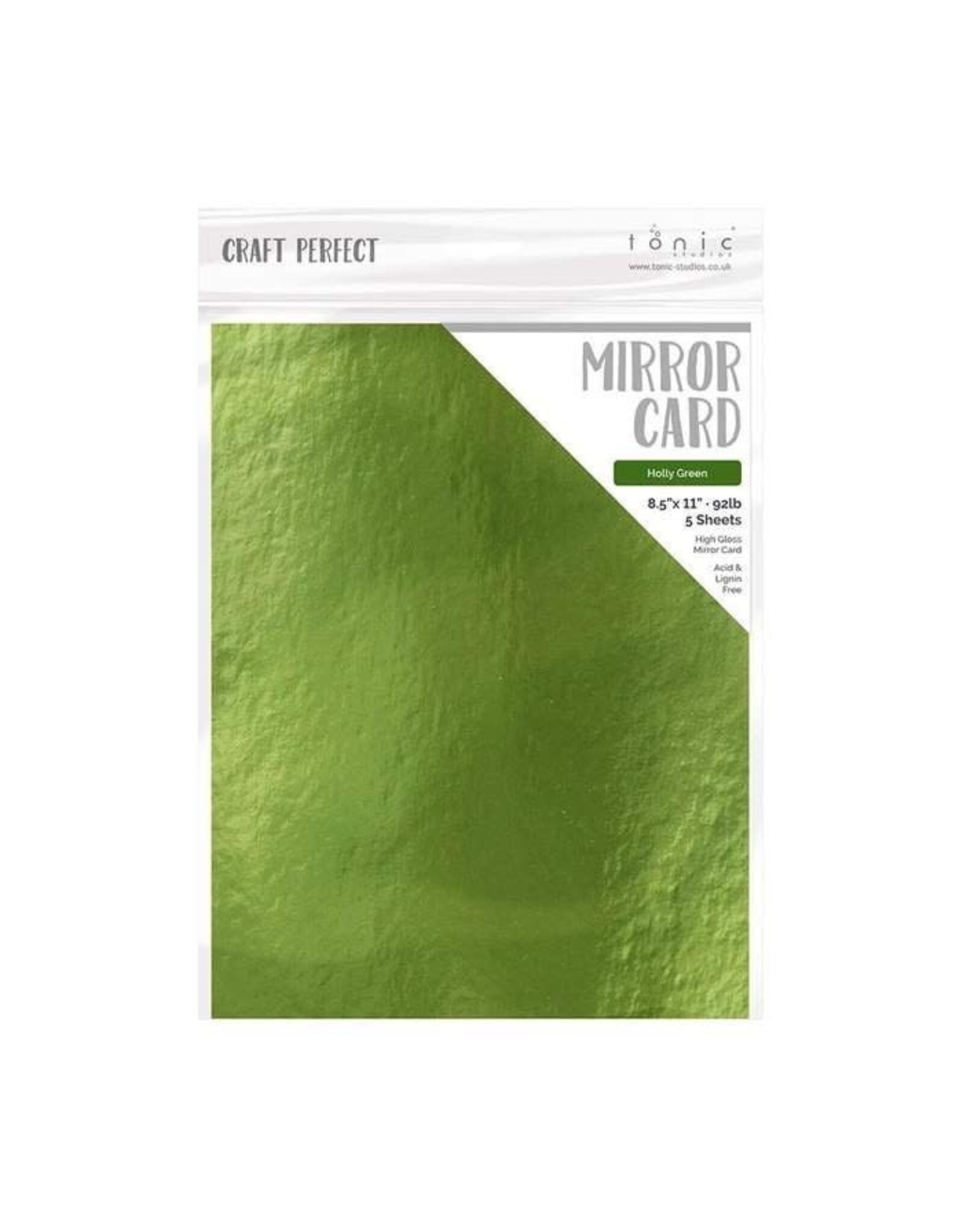 TONIC TONIC STUDIOS MIRROR CARD HIGH GLOSS HOLLY GREEN 8.5X11 5 PK
