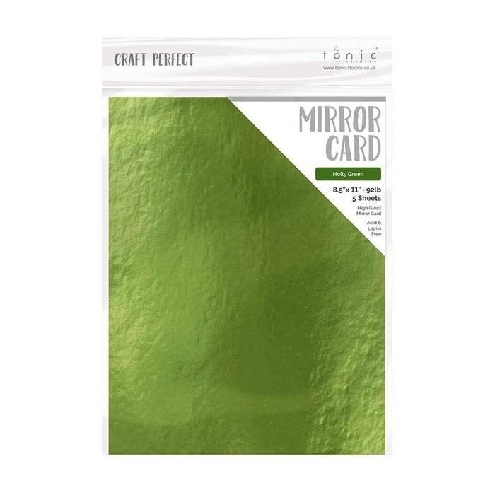 TONIC TONIC STUDIOS MIRROR CARD HIGH GLOSS HOLLY GREEN 8.5X11 5 PK