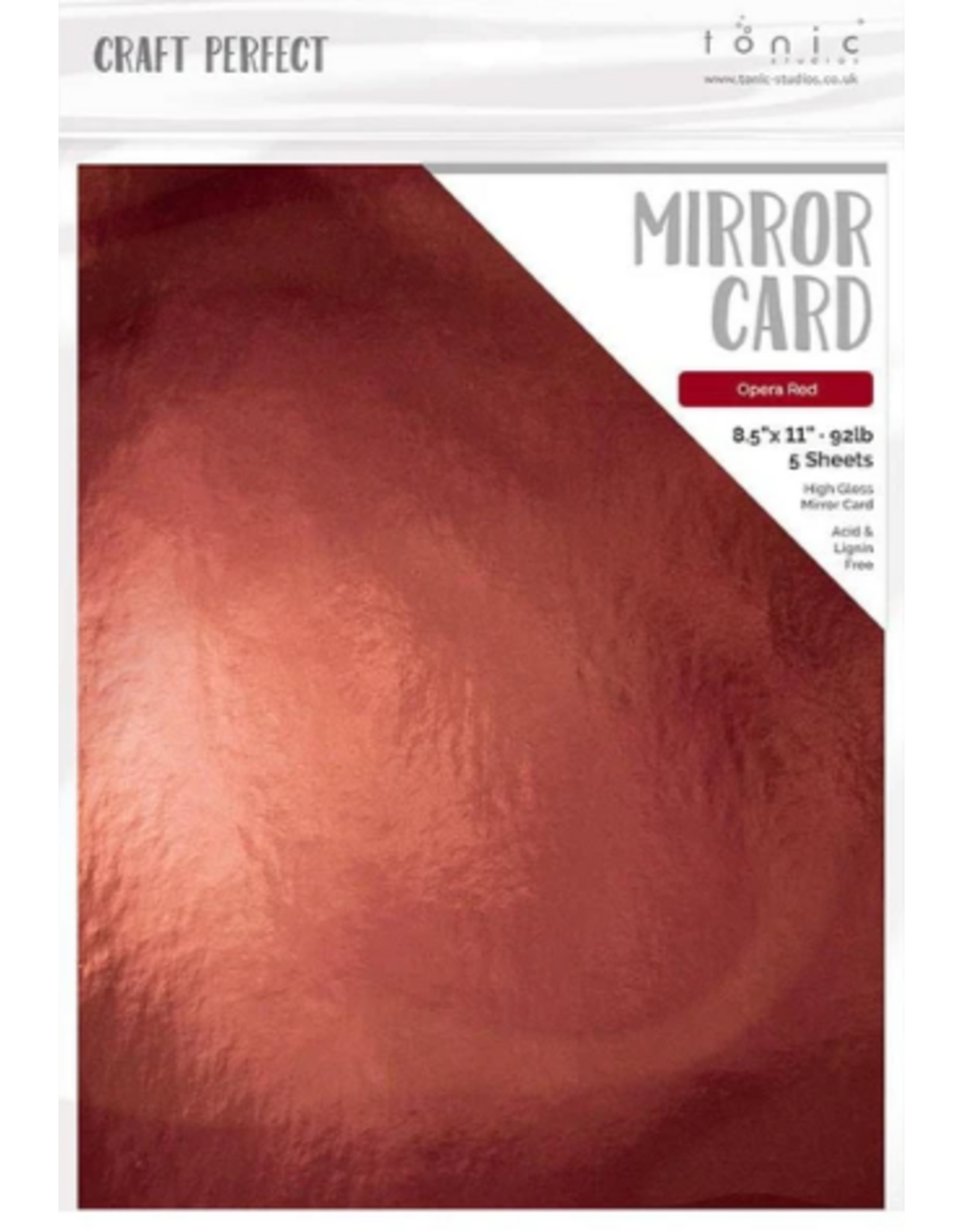 TONIC TONIC STUDIOS MIRROR CARD HIGH GLOSS OPERA RED  8.5X11 5 PK
