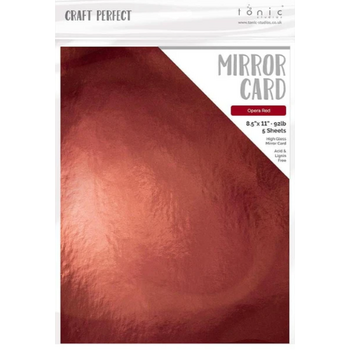 TONIC TONIC STUDIOS MIRROR CARD HIGH GLOSS OPERA RED  8.5X11 5 PK