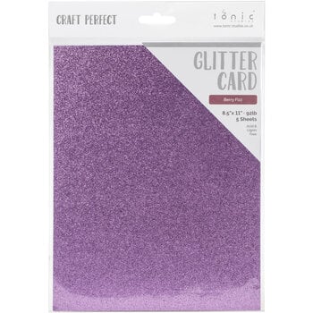 TONIC TONIC STUDIOS GLITTER CARD BERRY FIZZ 8.5X11 5PK