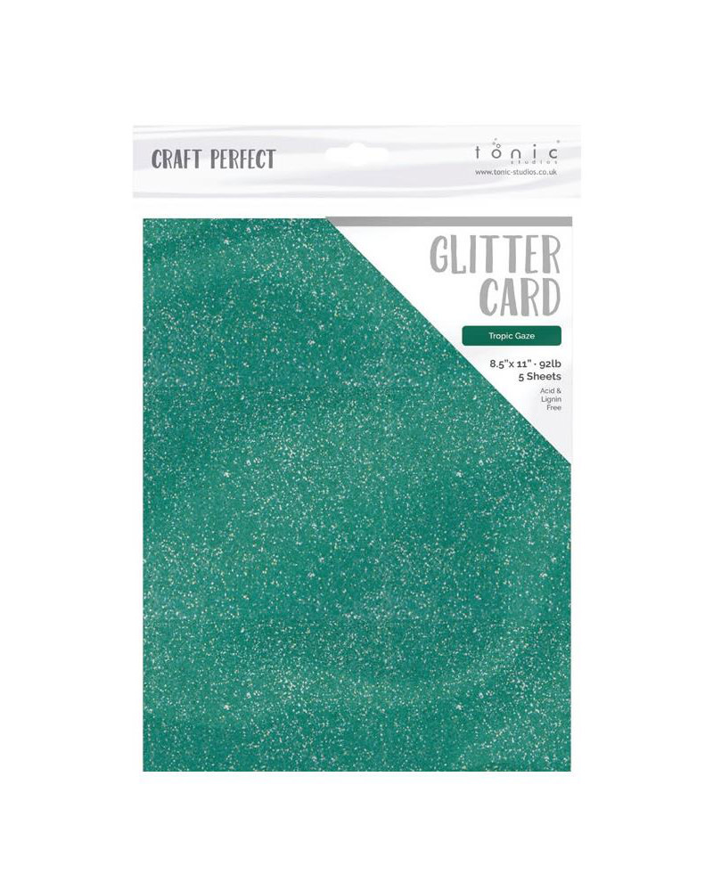 TONIC TONIC STUDIOS GLITTER CARD TURQUOISE LAKE 8.5X11 5PK