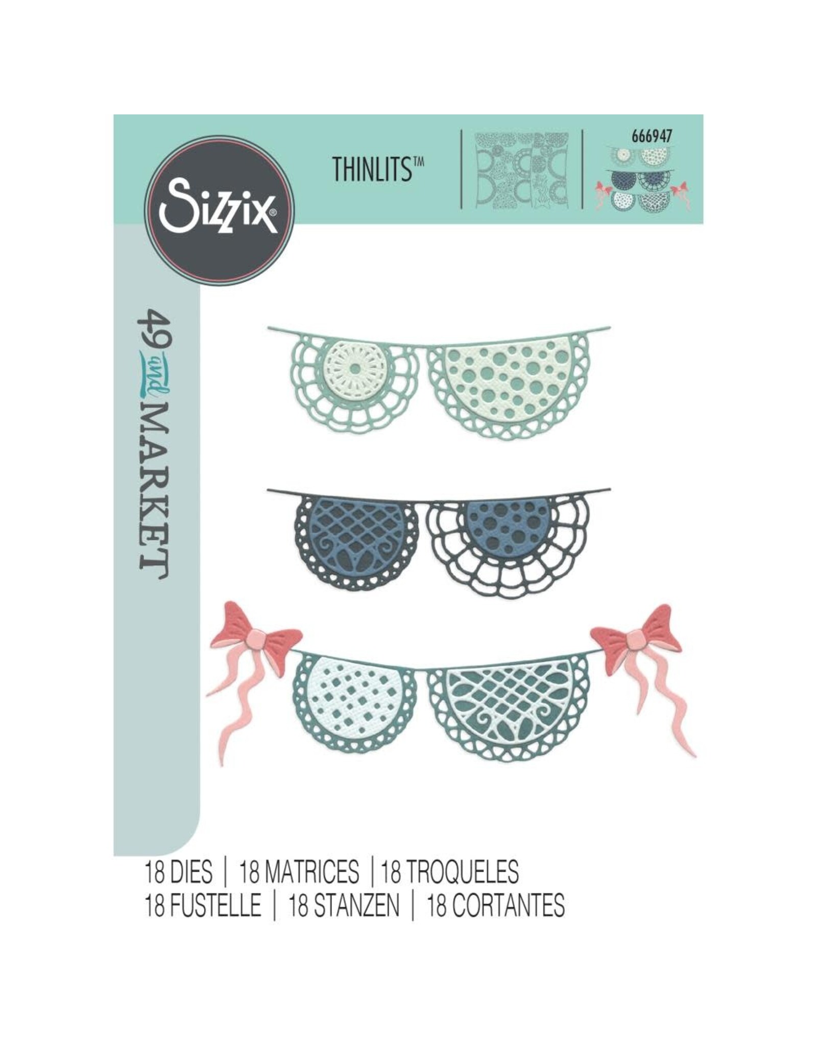 SIZZIX SIZZIX 49 AND MARKET THINLITS DOILY BANNER DIE SET
