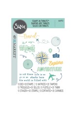 SIZZIX SIZZIX 49 AND MARKET WANDERLUST EXPLORER THINLITS DIE AND CLEAR STAMP SET