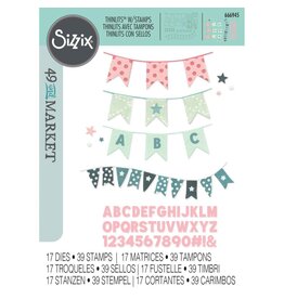 SIZZIX SIZZIX 49 AND MARKET BANNER BASH THINLITS DIE AND CLEAR STAMP SET