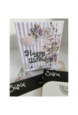 SIZZIX SIZZIX 49 AND MARKET BIRTHDAY WISHES THINLITS DIE AND CLEAR STAMP SET