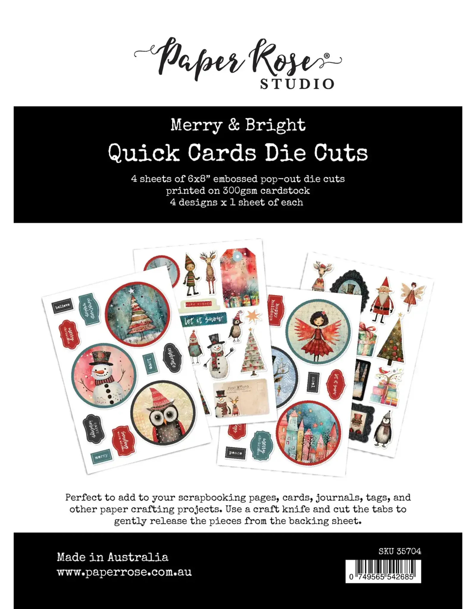 PAPER ROSE PAPER ROSE MERRY AND BRIGHT QUICK CARDS DIE CUTS