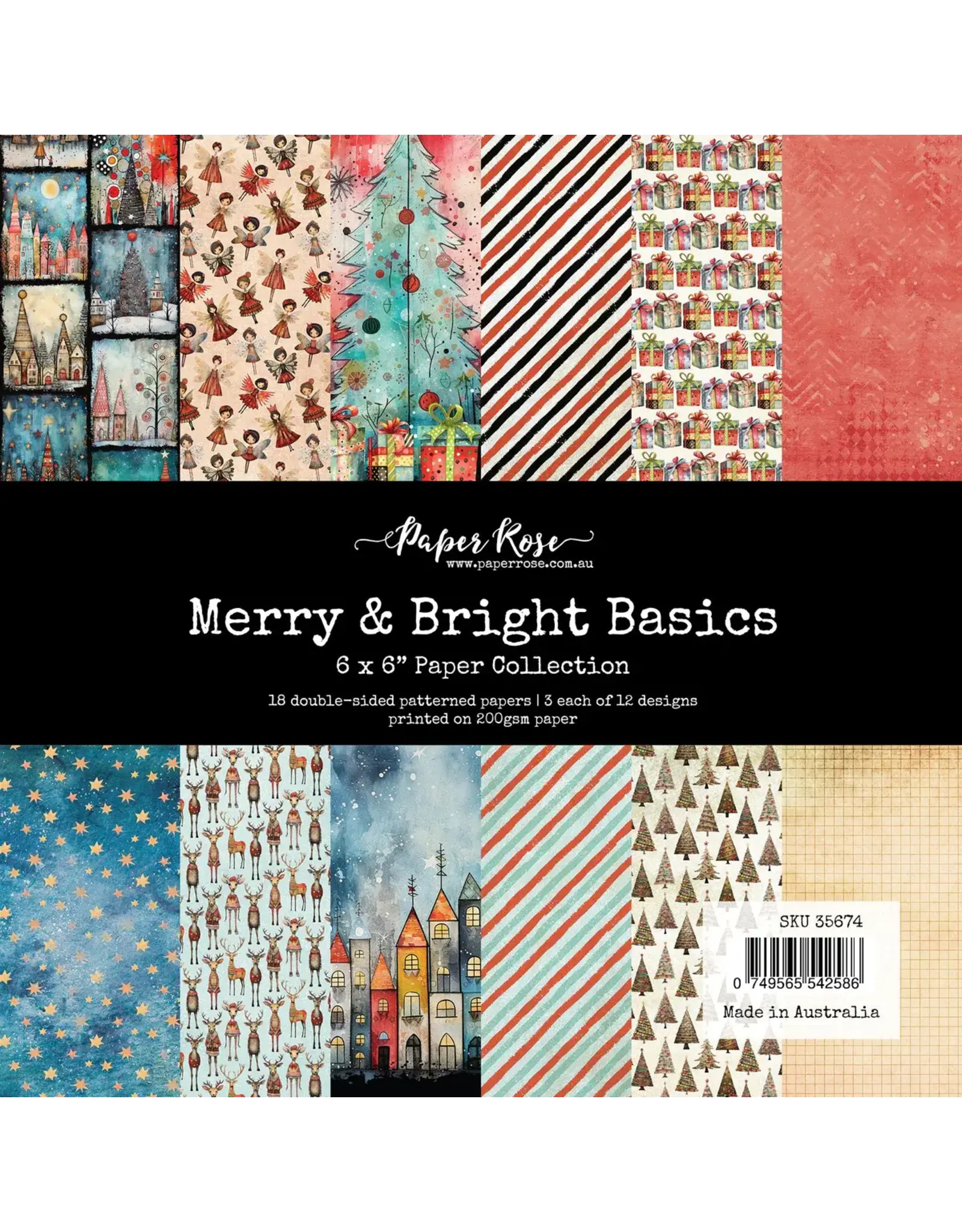 PAPER ROSE PAPER ROSE MERRY AND BRIGHT BASICS 6x6 PAPER COLLECTION