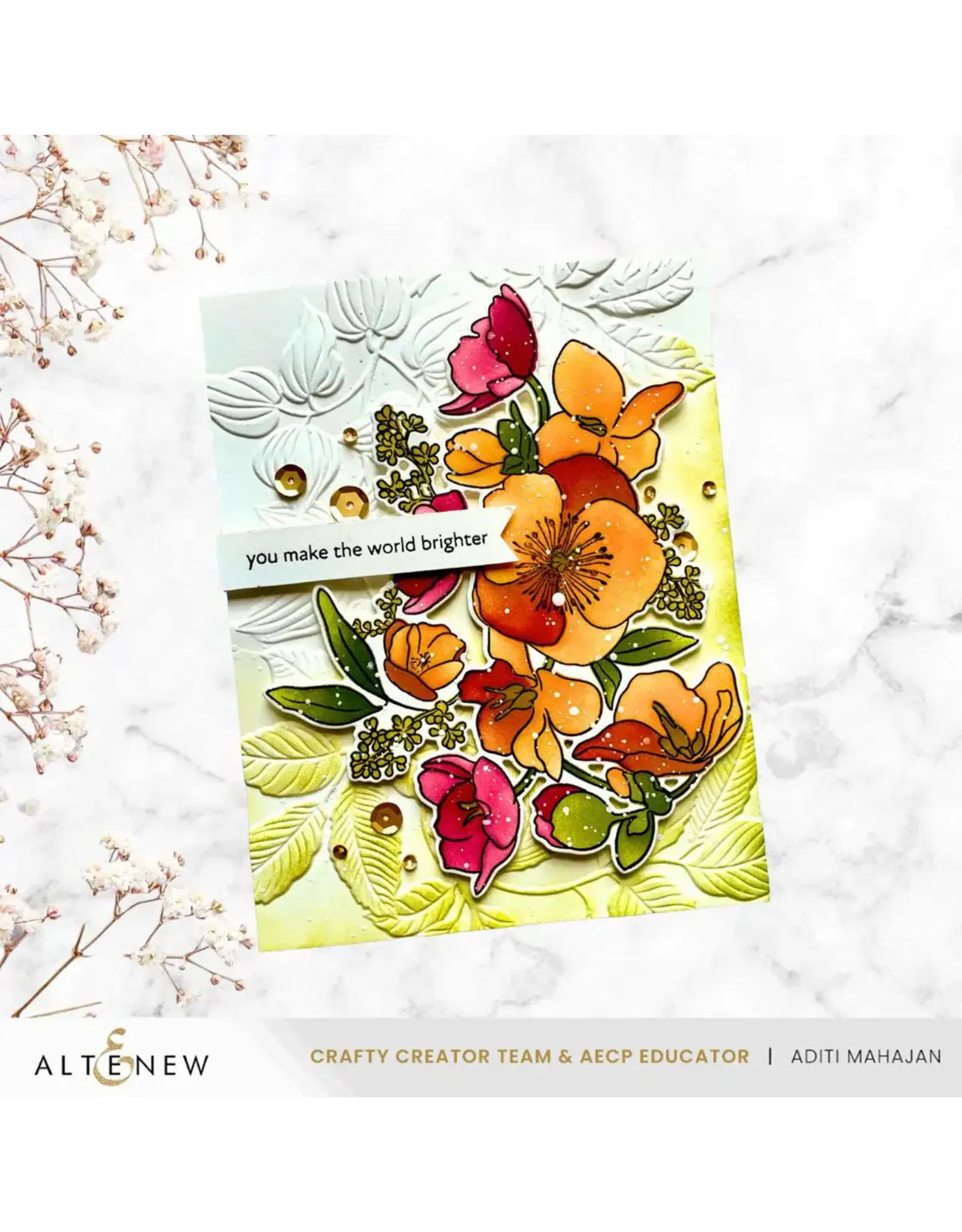 ALTENEW ALTENEW BUILD-A-GARDEN HELLEBORE HAVEN CLEAR STAMP, DIE SET, EMBOSSING FOLDER AND STENCIL SET BUNDLE