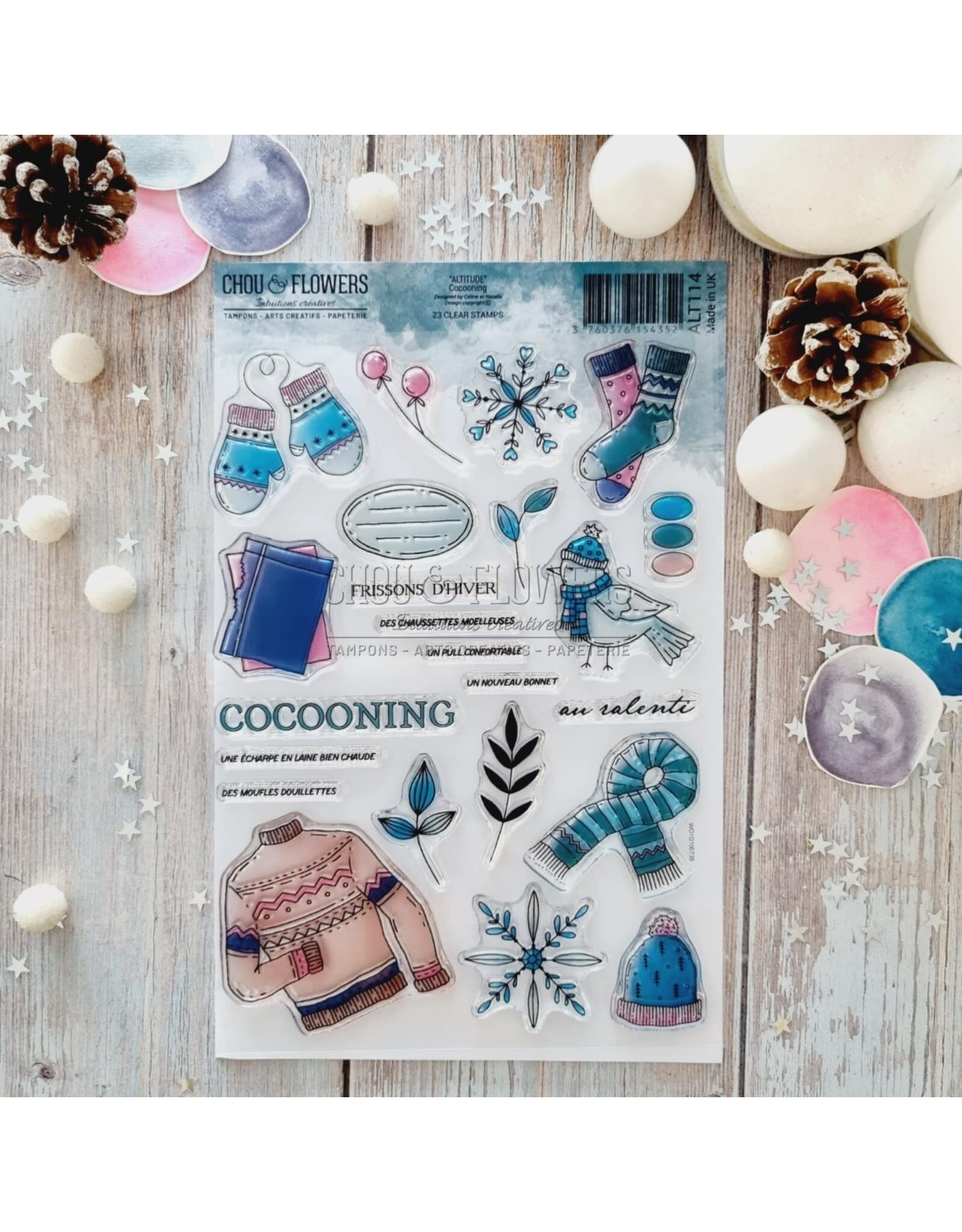 CHOU & FLOWERS CHOU & FLOWERS COLLECTION ALTITUDE COCOONING A5 CLEAR STAMP SET