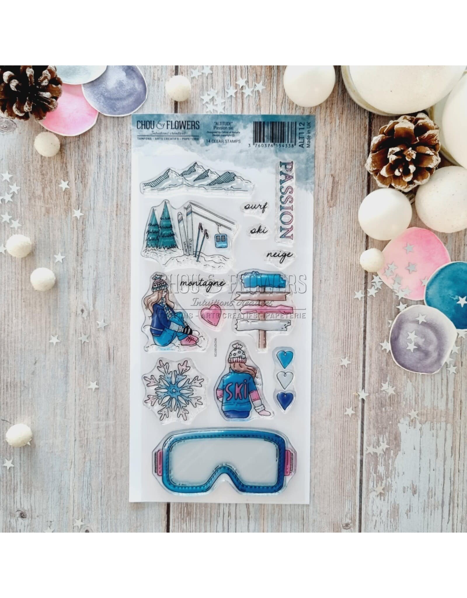 CHOU & FLOWERS CHOU & FLOWERS COLLECTION ALTITUDE PASSION SKI DL CLEAR STAMP SET