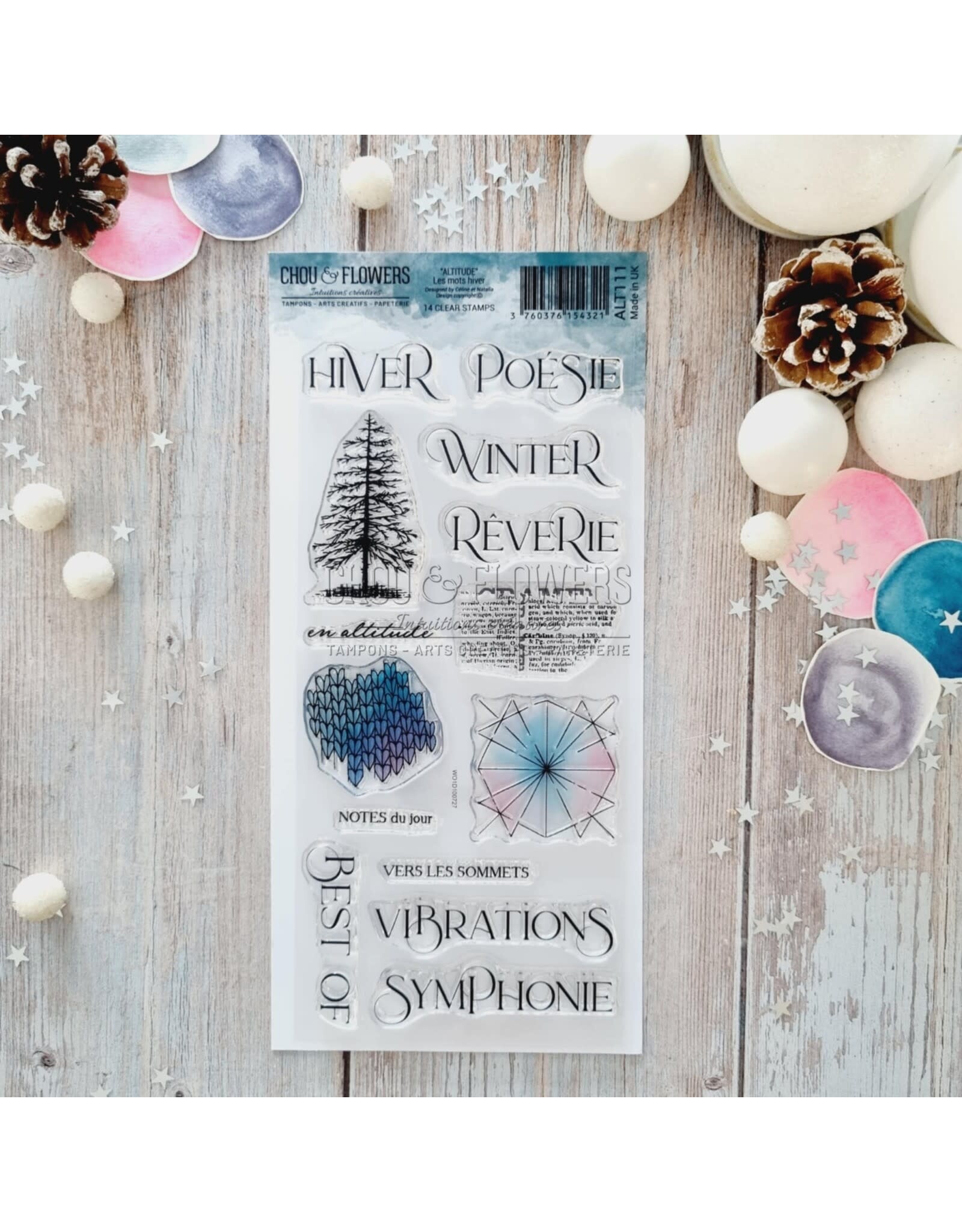 CHOU & FLOWERS CHOU & FLOWERS COLLECTION ALTITUDE LES MOT HIVER DL CLEAR STAMP SET