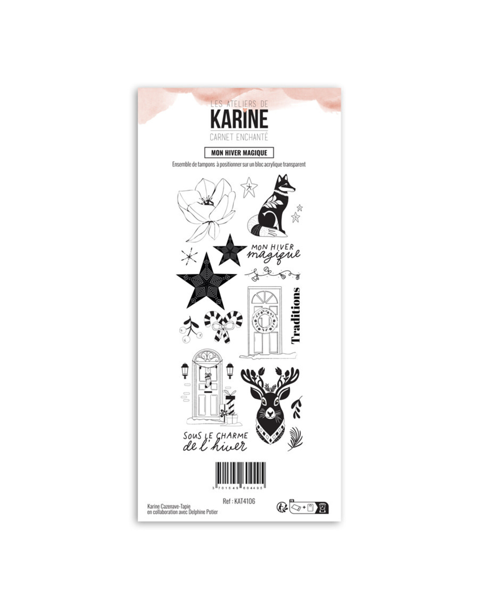 LES ATELIERS DE KARINE LES ATELIERS DE KARINE CARNET ENCHANTÉ MON HIVER MAGIQUE CLEAR STAMP SET