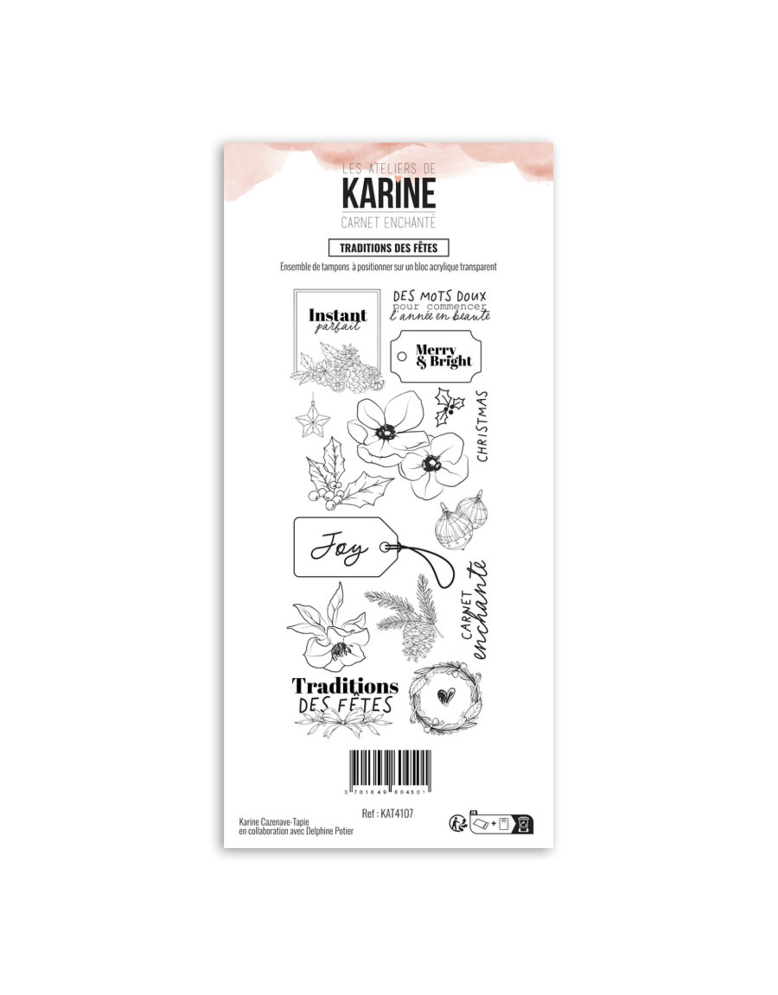 LES ATELIERS DE KARINE LES ATELIERS DE KARINE CARNET ENCHANTÉ TRADITIONS DES FÊTES CLEAR STAMP SET