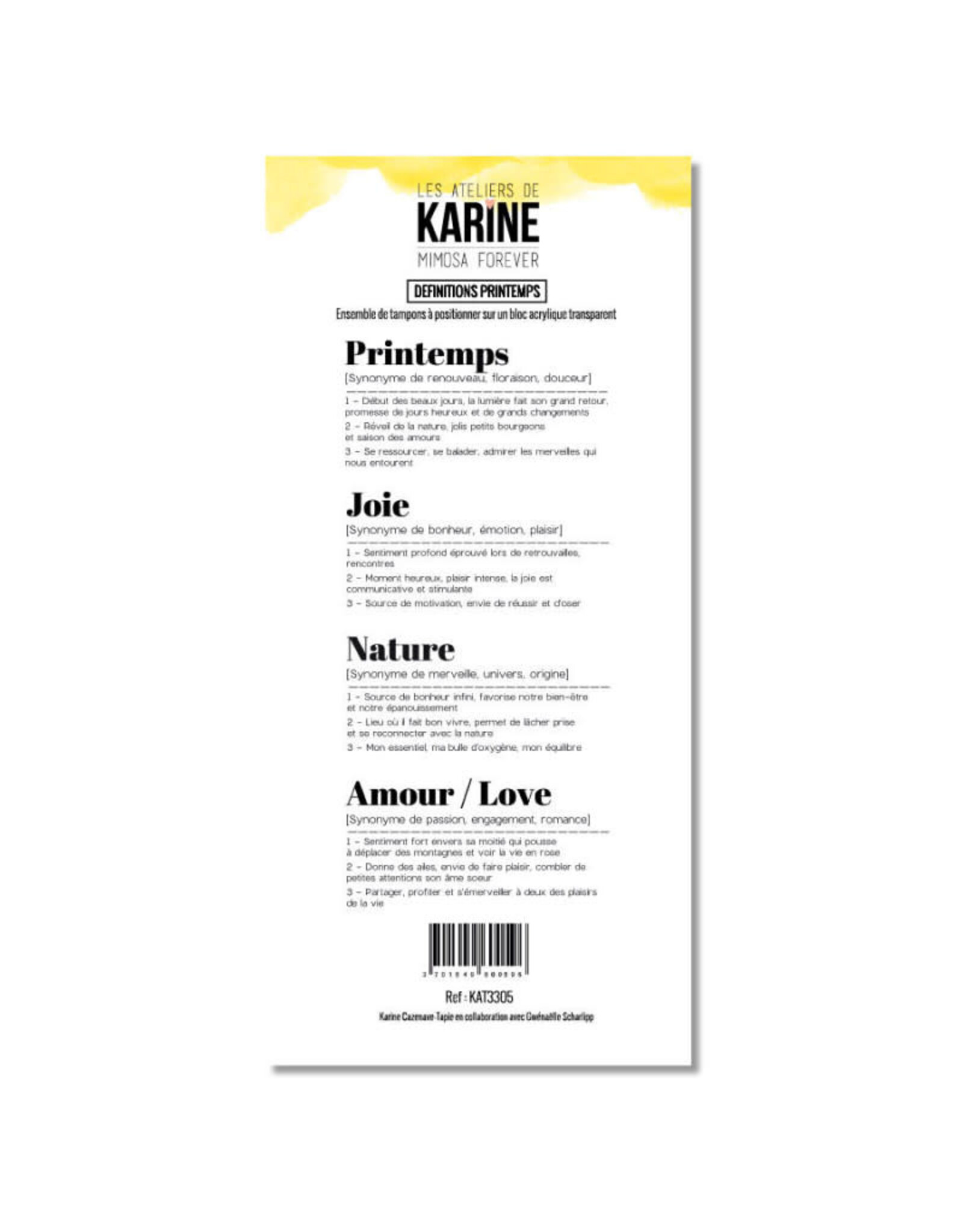 LES ATELIERS DE KARINE LES ATELIERS DE KARINE MIMOSA FOREVER DEFINITIONS PRINTEMPS CLEAR STAMP SET