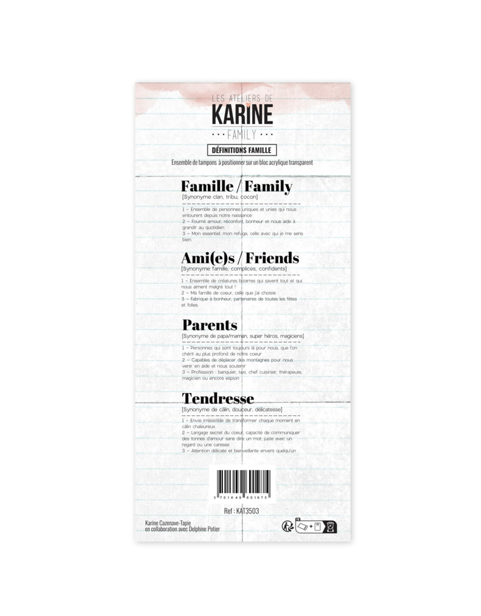 LES ATELIERS DE KARINE LES ATELIERS DE KARINE FAMILY DÉFINITIONS FAMILLE CLEAR STAMP SET
