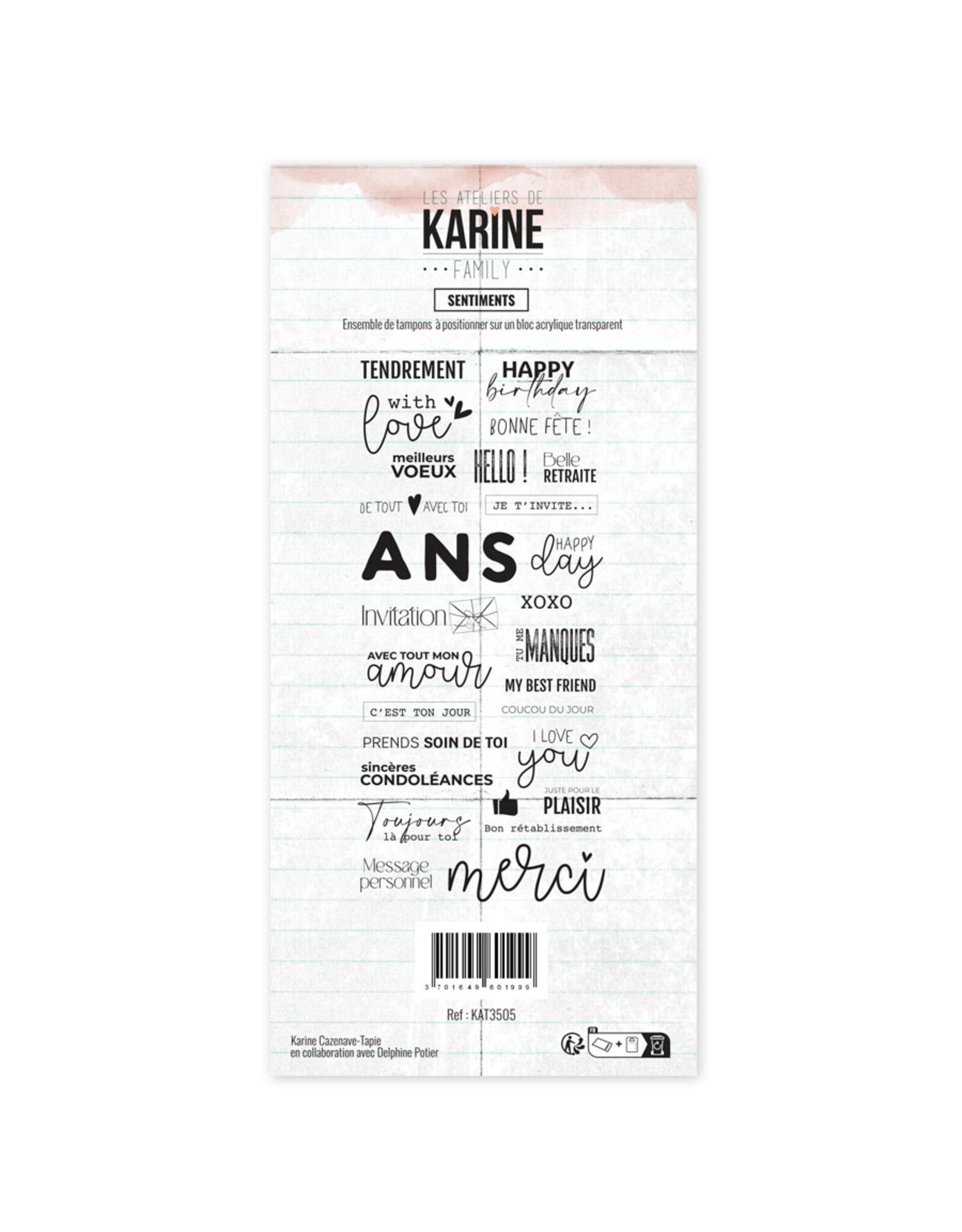 LES ATELIERS DE KARINE LES ATELIERS DE KARINE FAMILY SENTIMENTS CLEAR STAMP SET