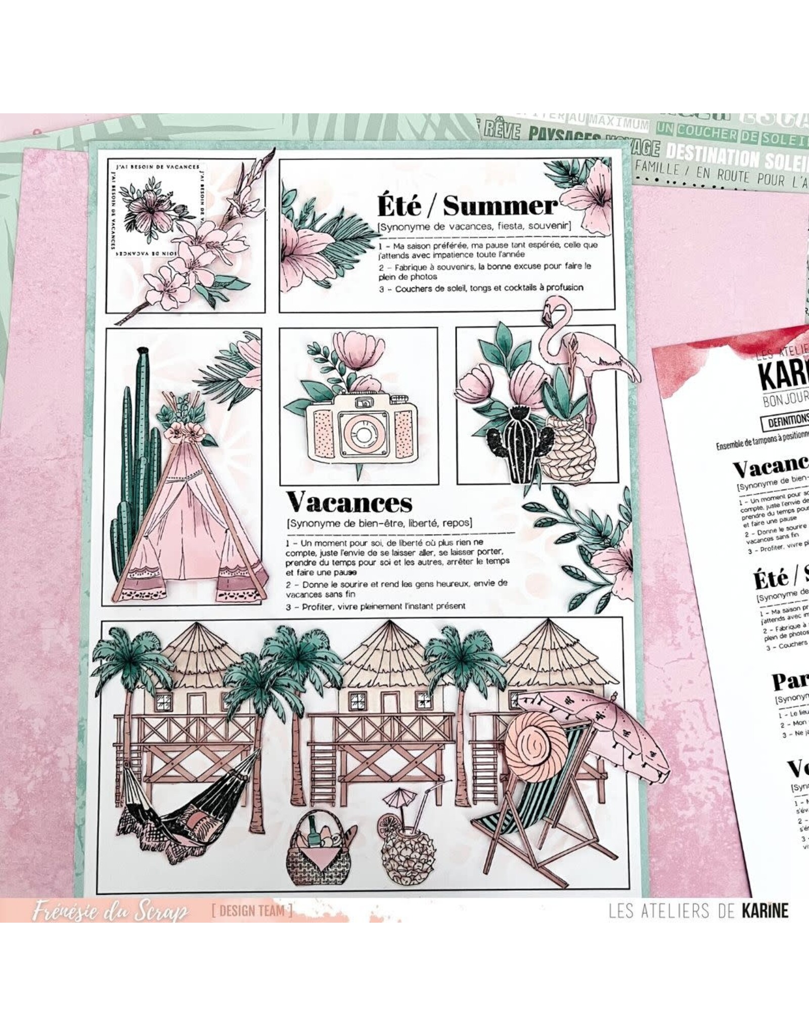 LES ATELIERS DE KARINE LES ATELIERS DE KARINE BONJOUR DÉFINITIONS ESTIVALES CLEAR STAMP SET