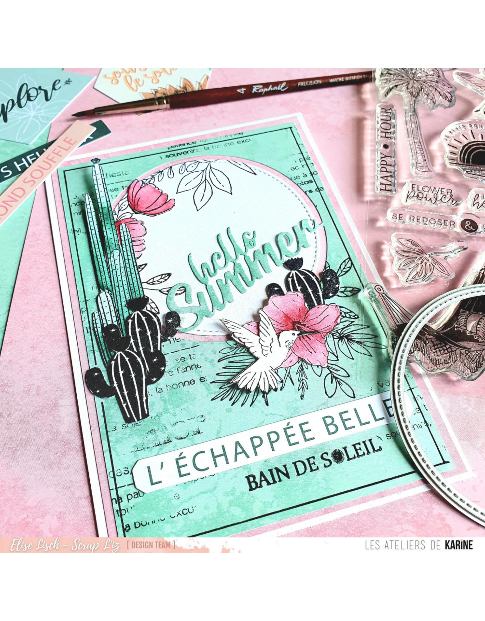 LES ATELIERS DE KARINE LES ATELIERS DE KARINE BONJOUR DÉFINITIONS ESTIVALES CLEAR STAMP SET