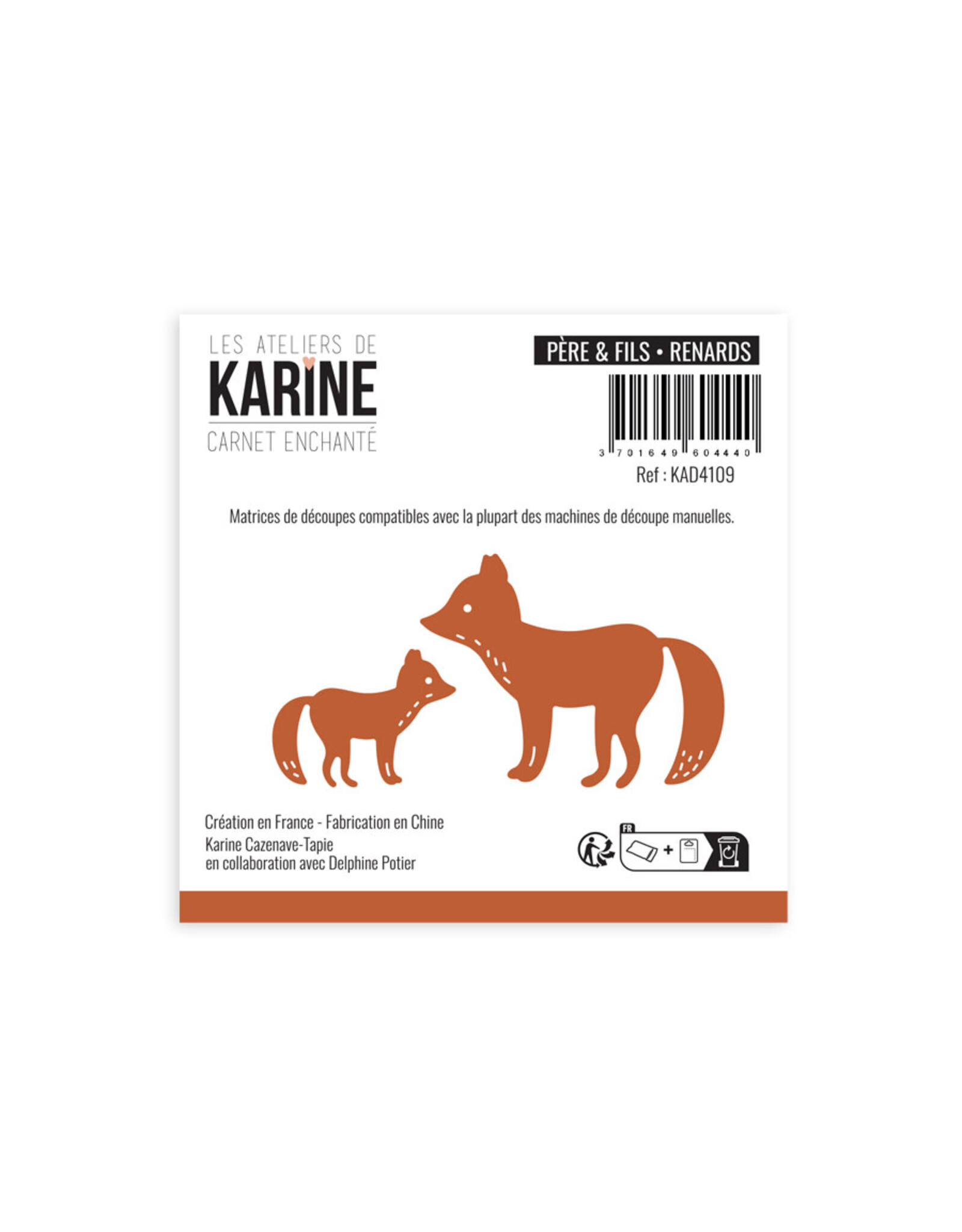 LES ATELIERS DE KARINE LES ATELIERS DE KARINE CARNET ENCHANTÉ PÈRE & FILS RENARDS DIE SET