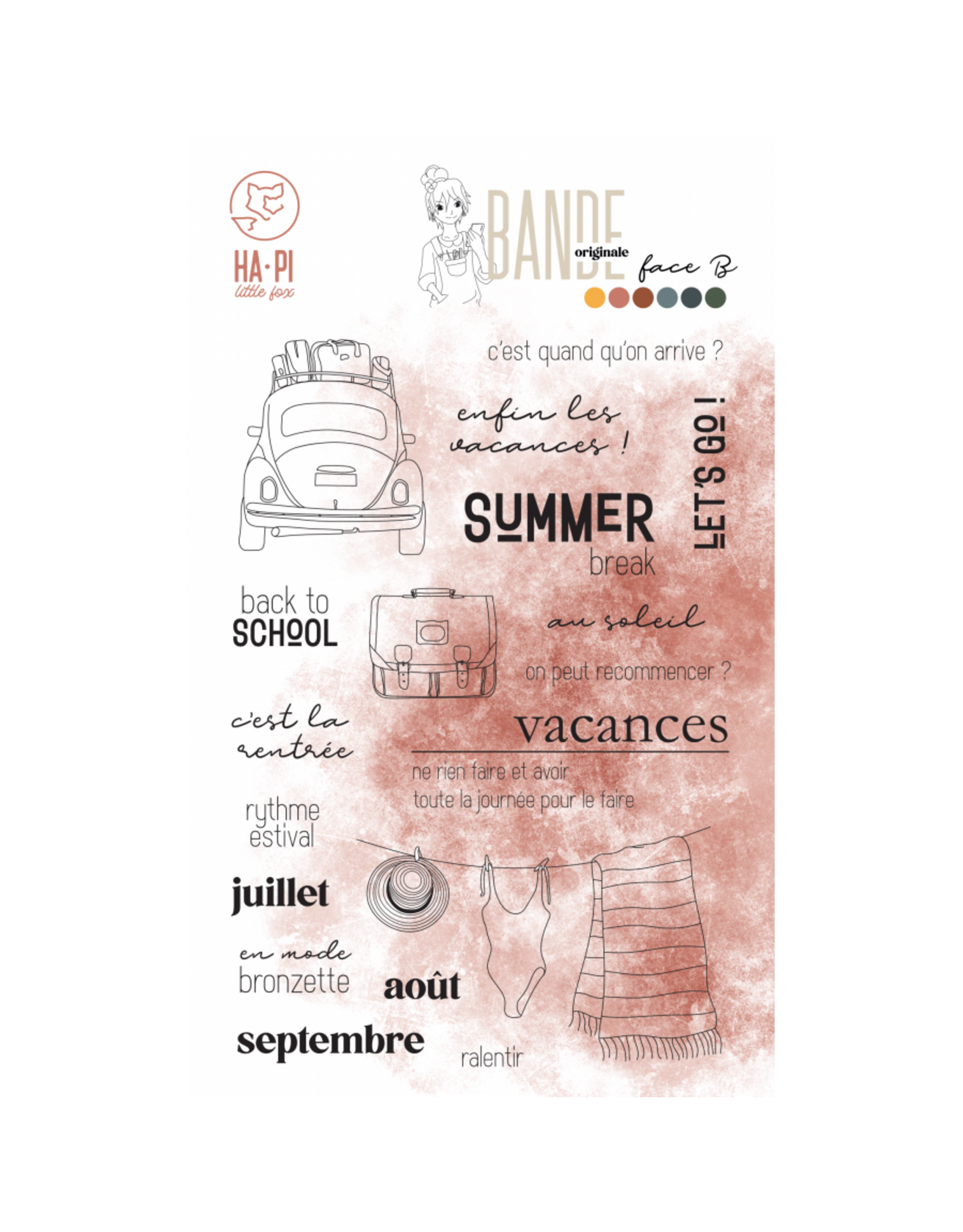 HA-PI LITTLE FOX HA-PI LITTLE FOX SUMMER BREAK CLEAR STAMP SET