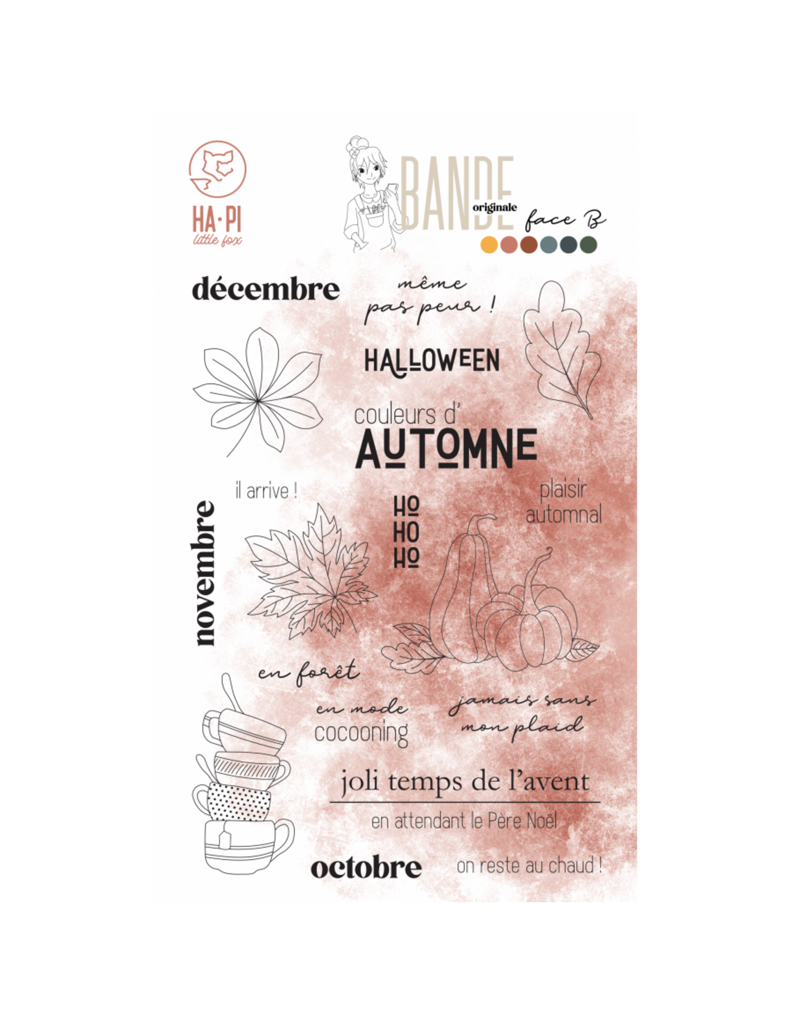 HA-PI LITTLE FOX HA-PI LITTLE FOX COULEURS D'AUTOMNE CLEAR STAMP SET