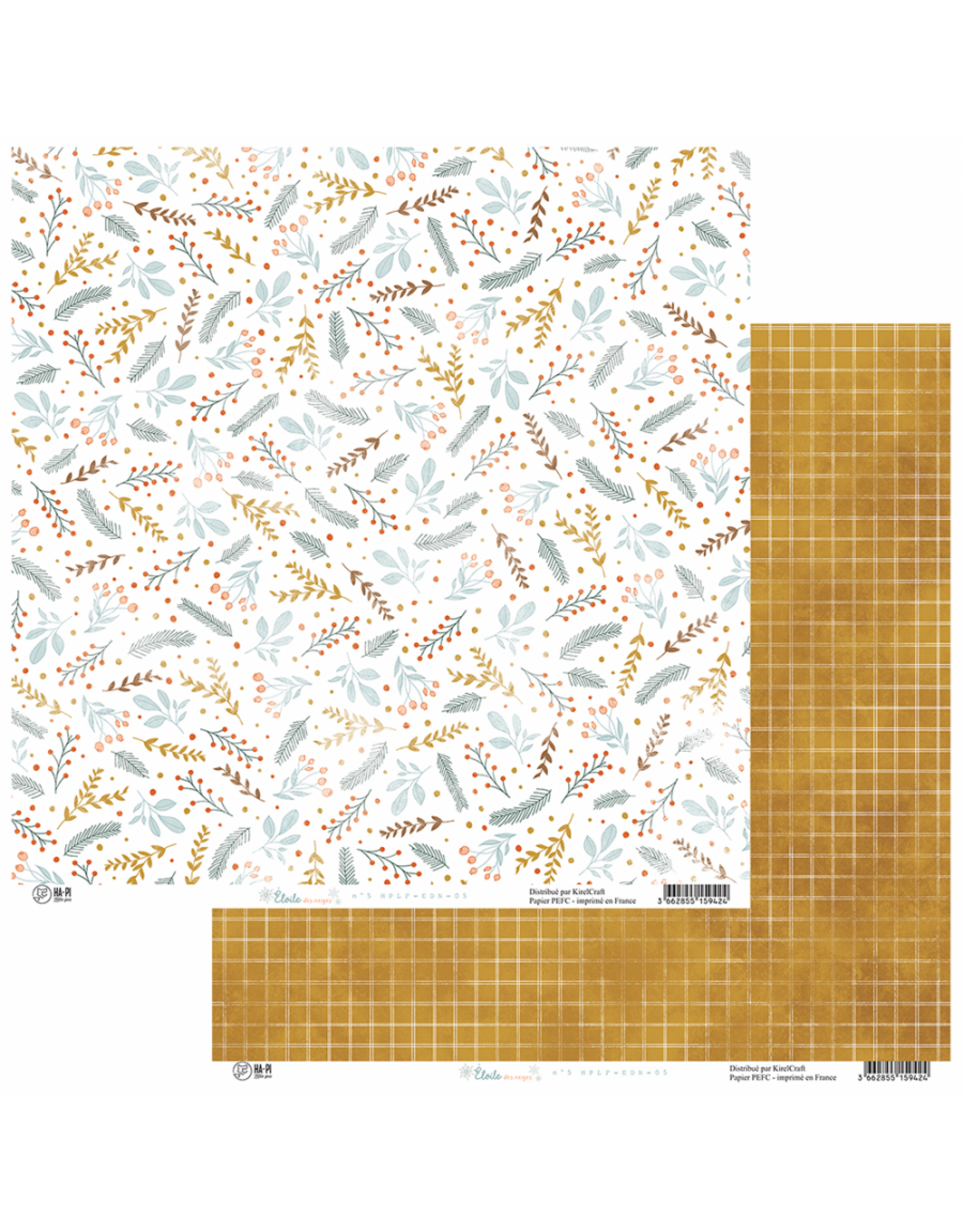 HA-PI LITTLE FOX HA-PI LITTLE FOX ETOILE DES NEIGES #5 12x12 CARDSTOCK