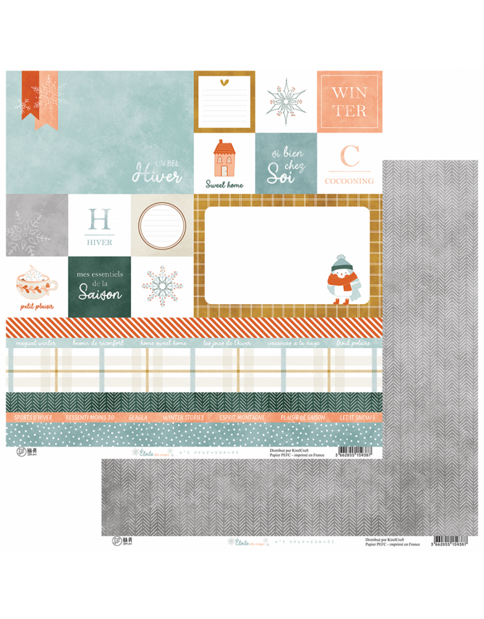 HA-PI LITTLE FOX HA-PI LITTLE FOX ETOILE DES NEIGES #1 12x12 CARDSTOCK