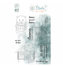 HA-PI LITTLE FOX HA-PI LITTLE FOX COLLECTION ETOILE DES NEIGES AU COIN DU FEU CLEAR STAMP SET