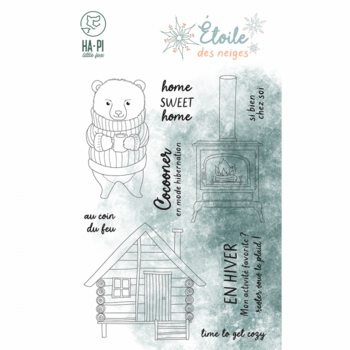 HA-PI LITTLE FOX HA-PI LITTLE FOX COLLECTION ETOILE DES NEIGES AU COIN DU FEU CLEAR STAMP SET