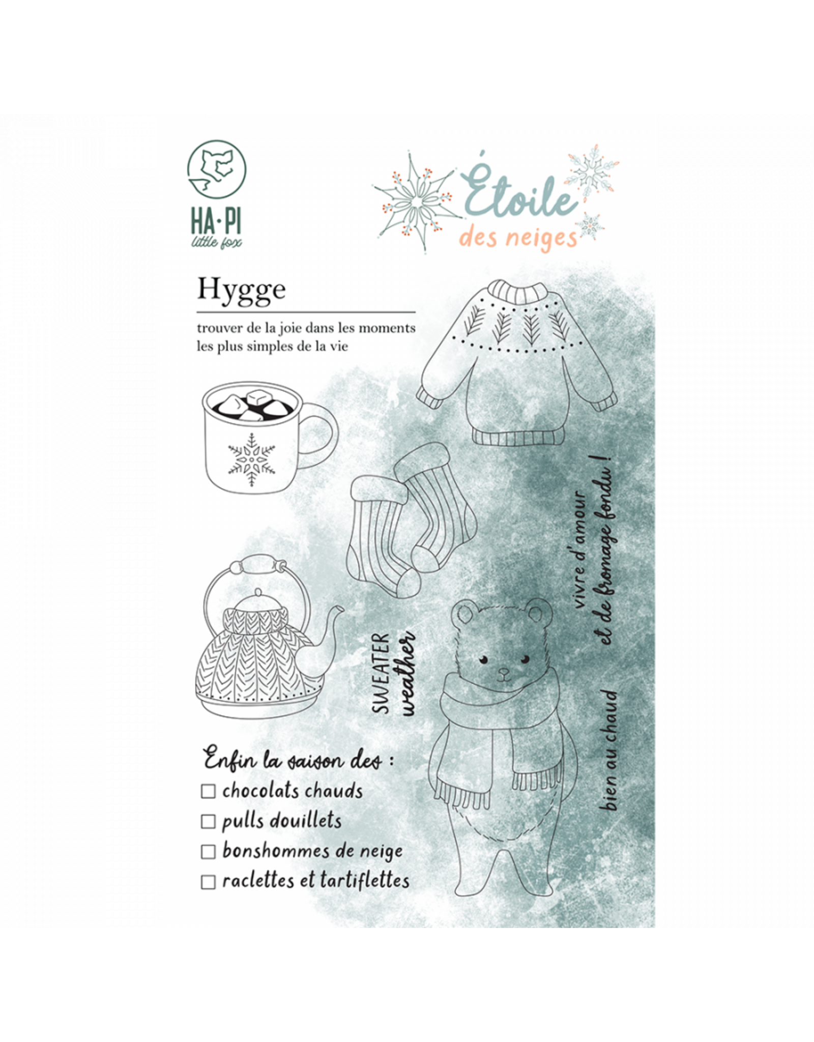 HA-PI LITTLE FOX HA-PI LITTLE FOX COLLECTION ETOILE DES NEIGES HYGGE CLEAR STAMP SET