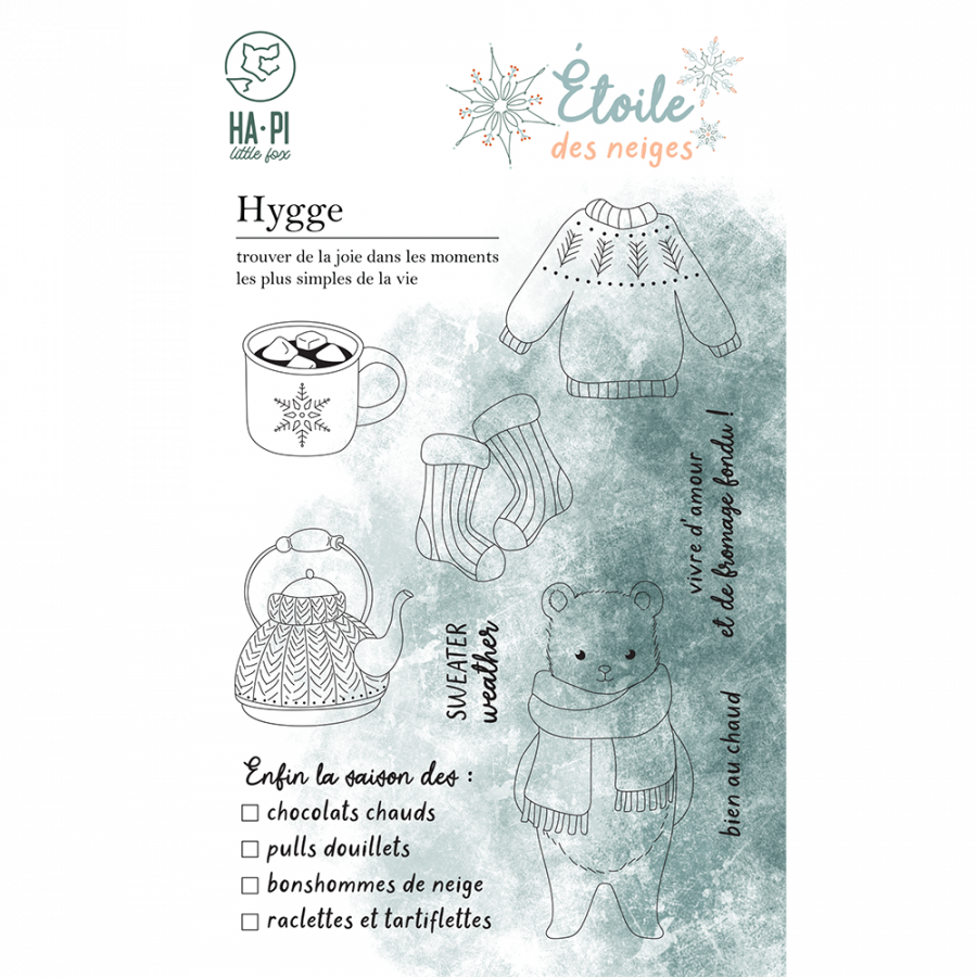 HA-PI LITTLE FOX HA-PI LITTLE FOX COLLECTION ETOILE DES NEIGES HYGGE CLEAR STAMP SET