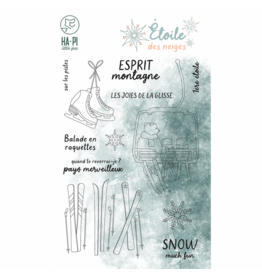 HA-PI LITTLE FOX HA-PI LITTLE FOX COLLECTION ETOILE DES NEIGES ESPRIT MONTAGNE CLEAR STAMP SET