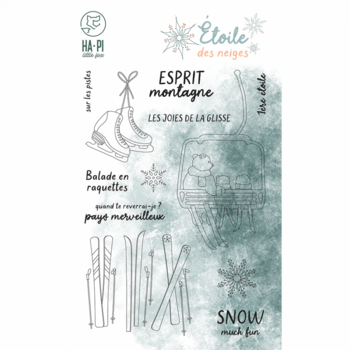 HA-PI LITTLE FOX HA-PI LITTLE FOX COLLECTION ETOILE DES NEIGES ESPRIT MONTAGNE CLEAR STAMP SET