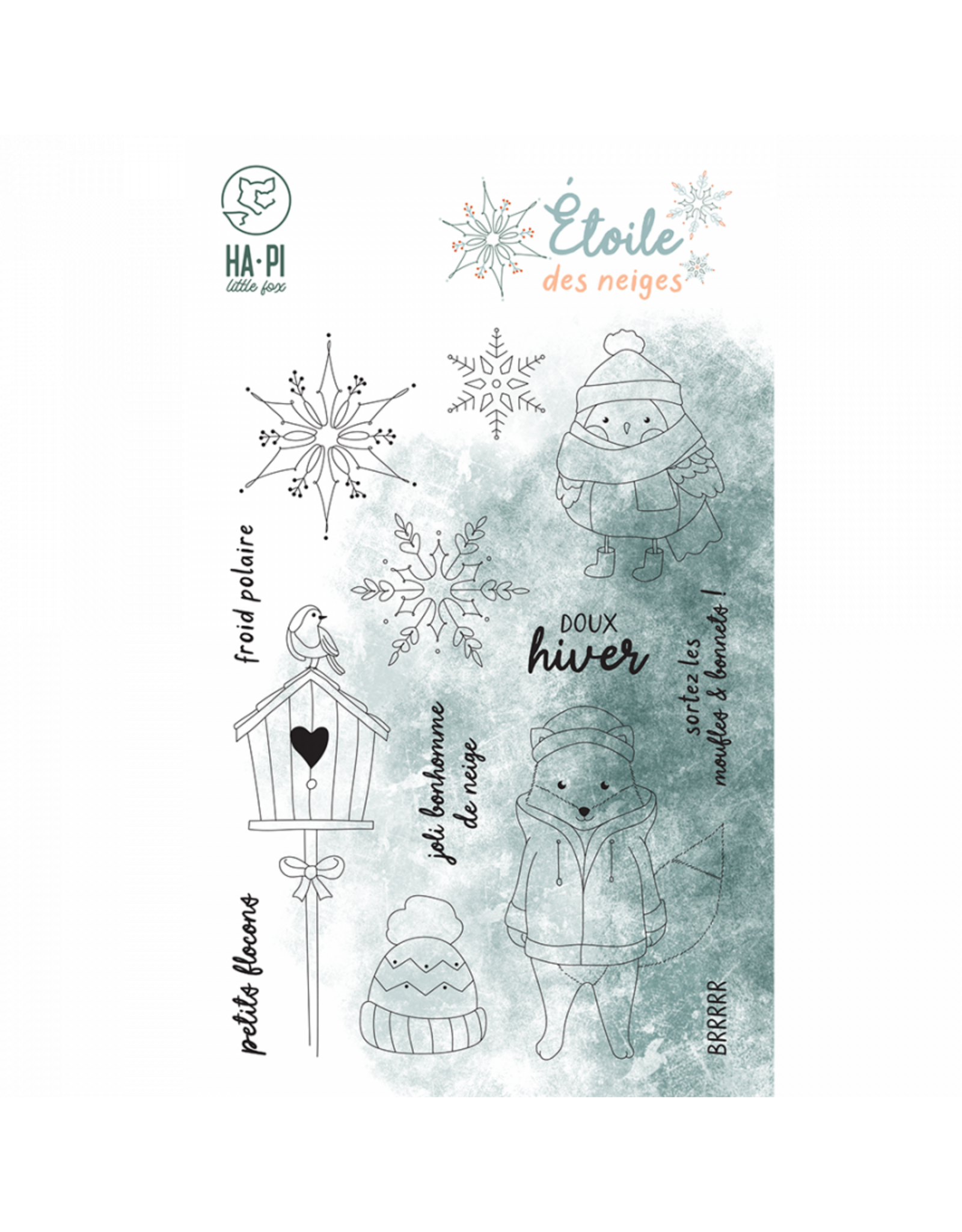 HA-PI LITTLE FOX HA-PI LITTLE FOX COLLECTION ETOILE DES NEIGES COPAINS D'HIVER CLEAR STAMP SET