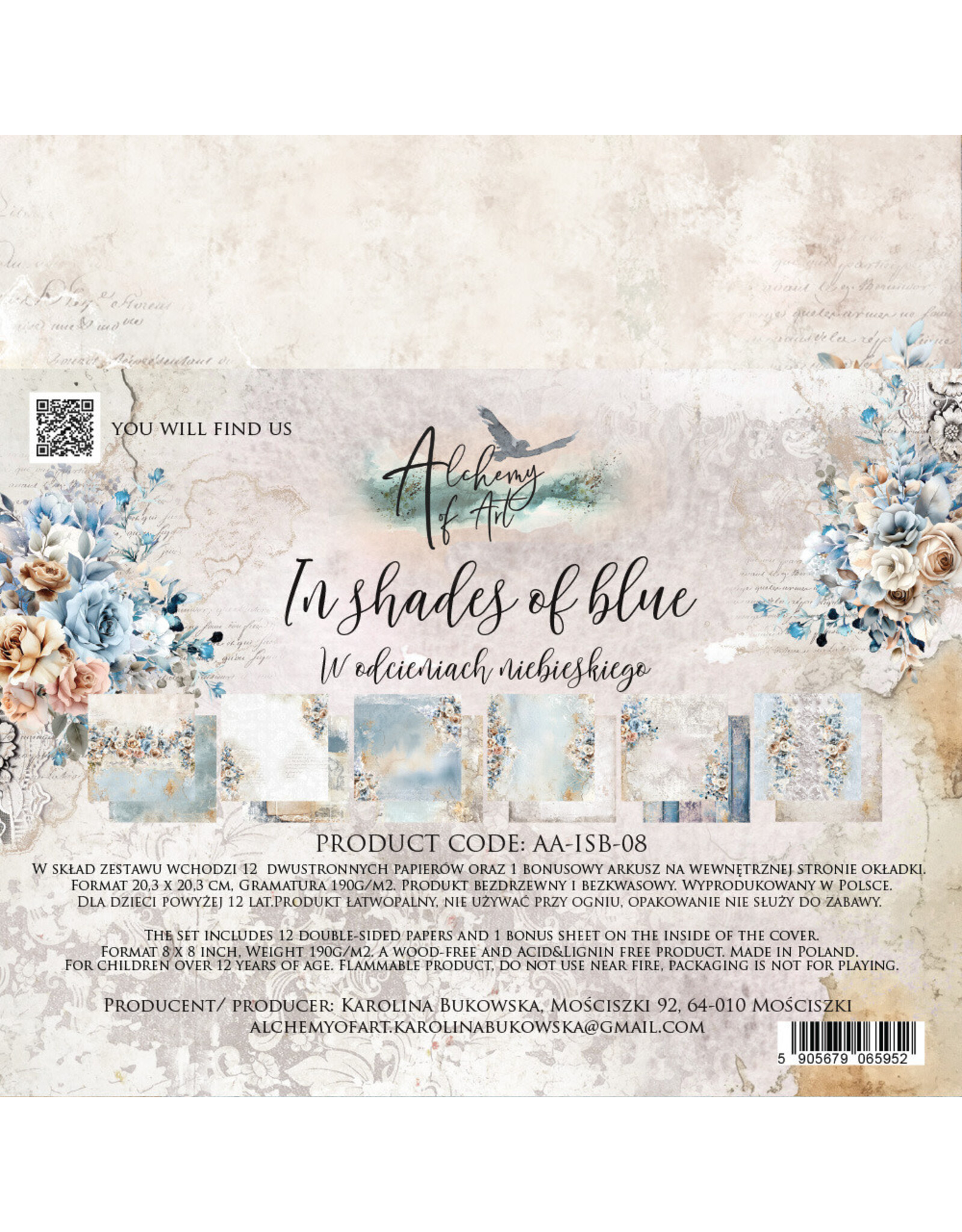 ALCHEMY OF ART ALCHEMY OF ART IN SHADES OF BLUE 8x8 PAPER PACK 12 SHEETS