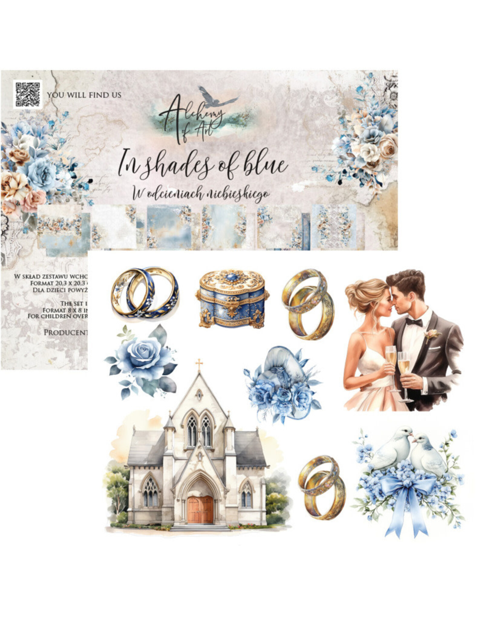 ALCHEMY OF ART ALCHEMY OF ART IN SHADES OF BLUE 8x8 PAPER PACK 12 SHEETS