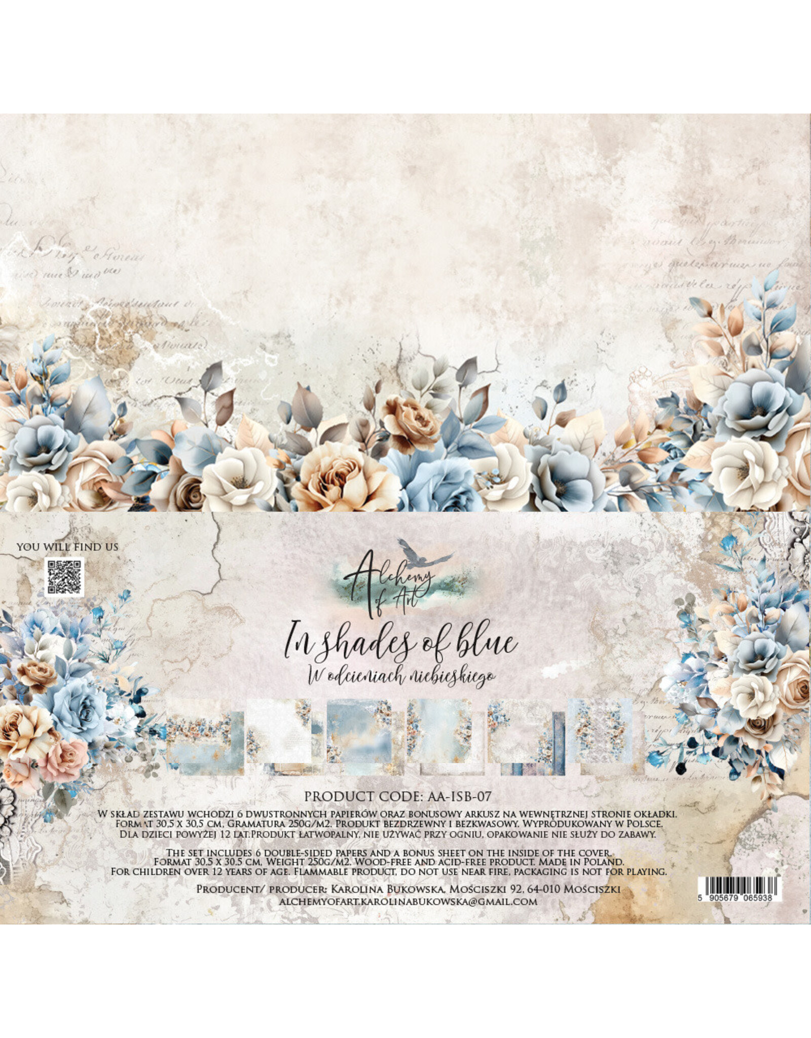 ALCHEMY OF ART ALCHEMY OF ART IN SHADES OF BLUE 12x12 PAPER PACK 6 SHEETS