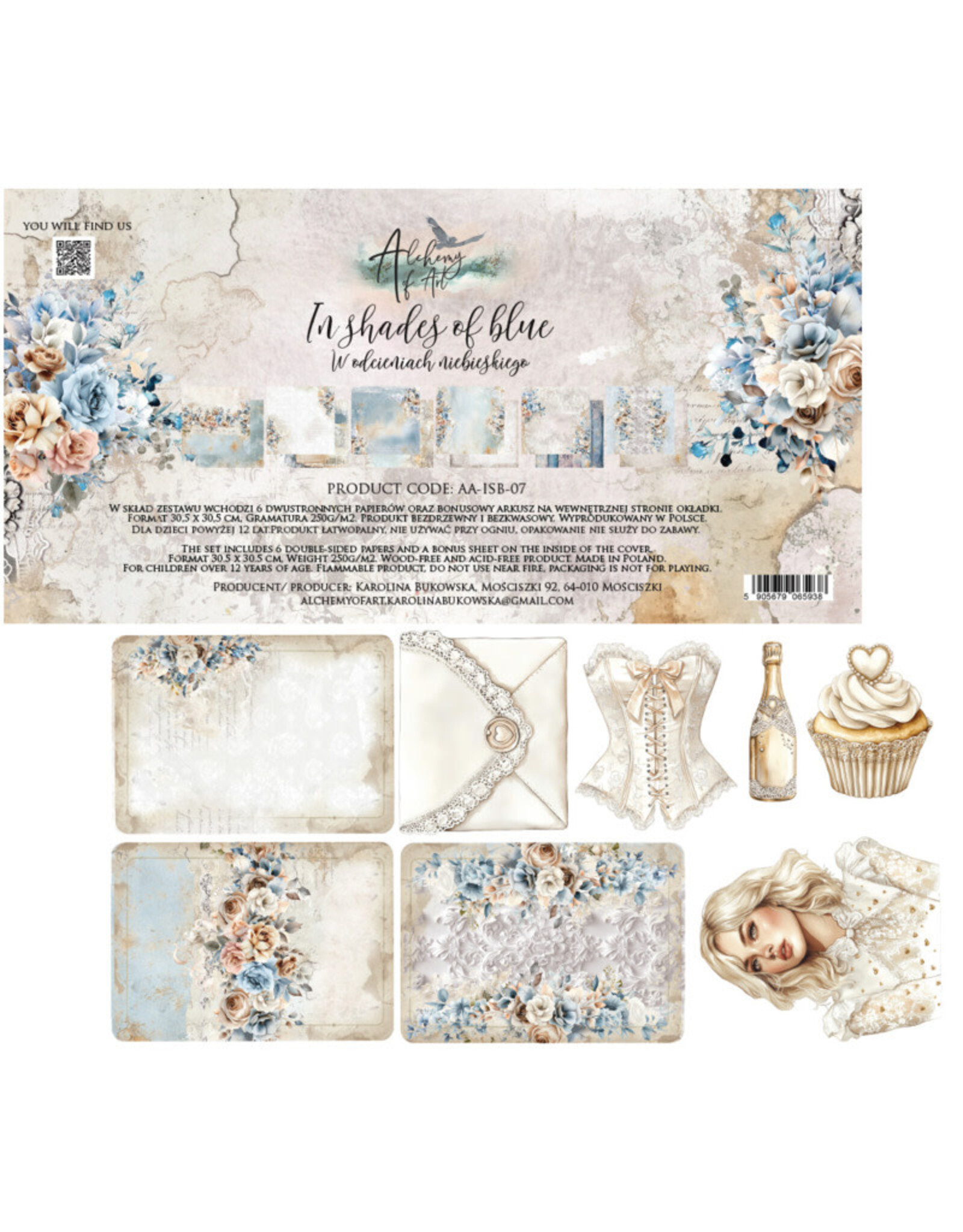 ALCHEMY OF ART ALCHEMY OF ART IN SHADES OF BLUE 12x12 PAPER PACK 6 SHEETS