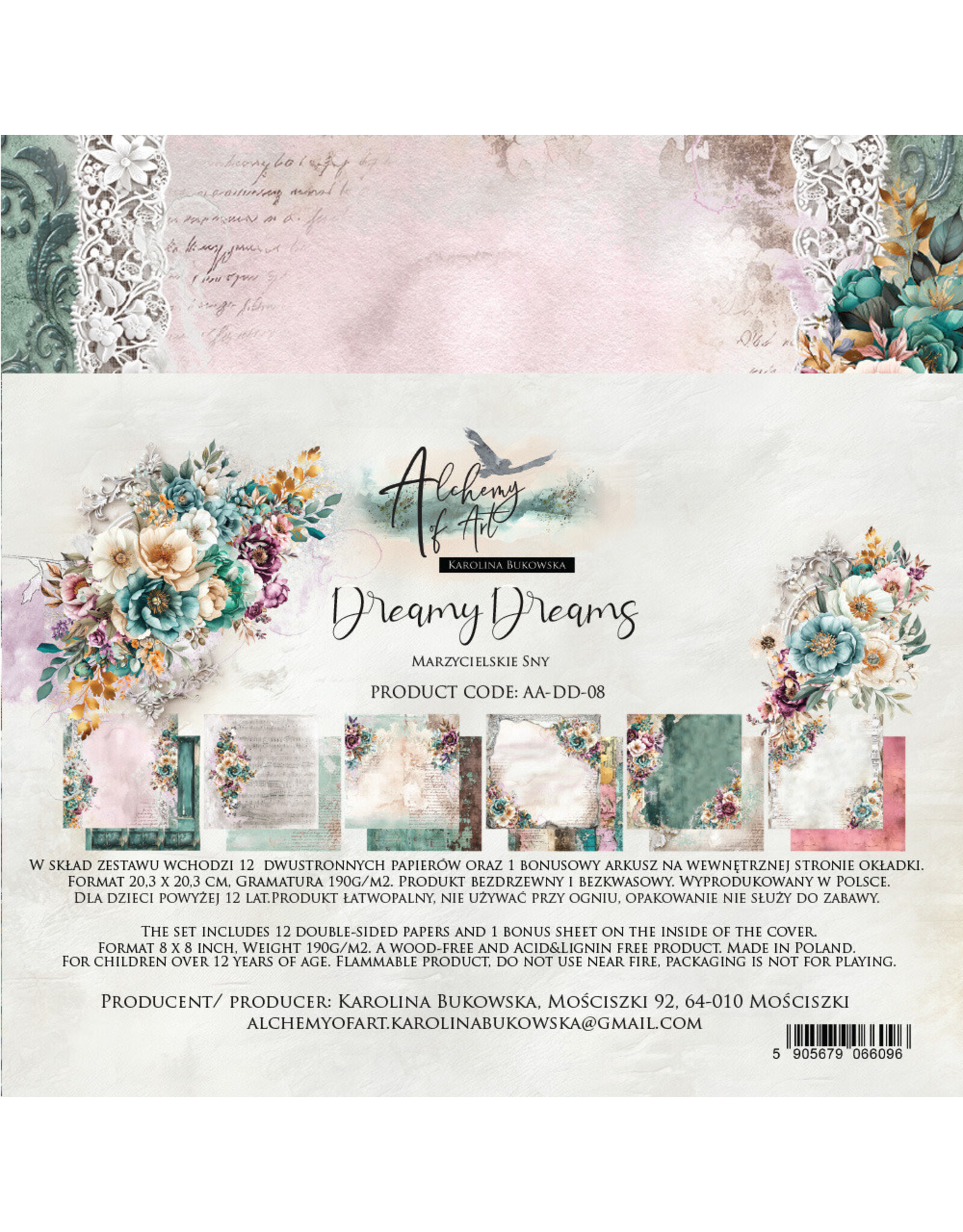 ALCHEMY OF ART ALCHEMY OF ART DREAMY DREAMS 8x8 PAPER PACK 12 SHEETS