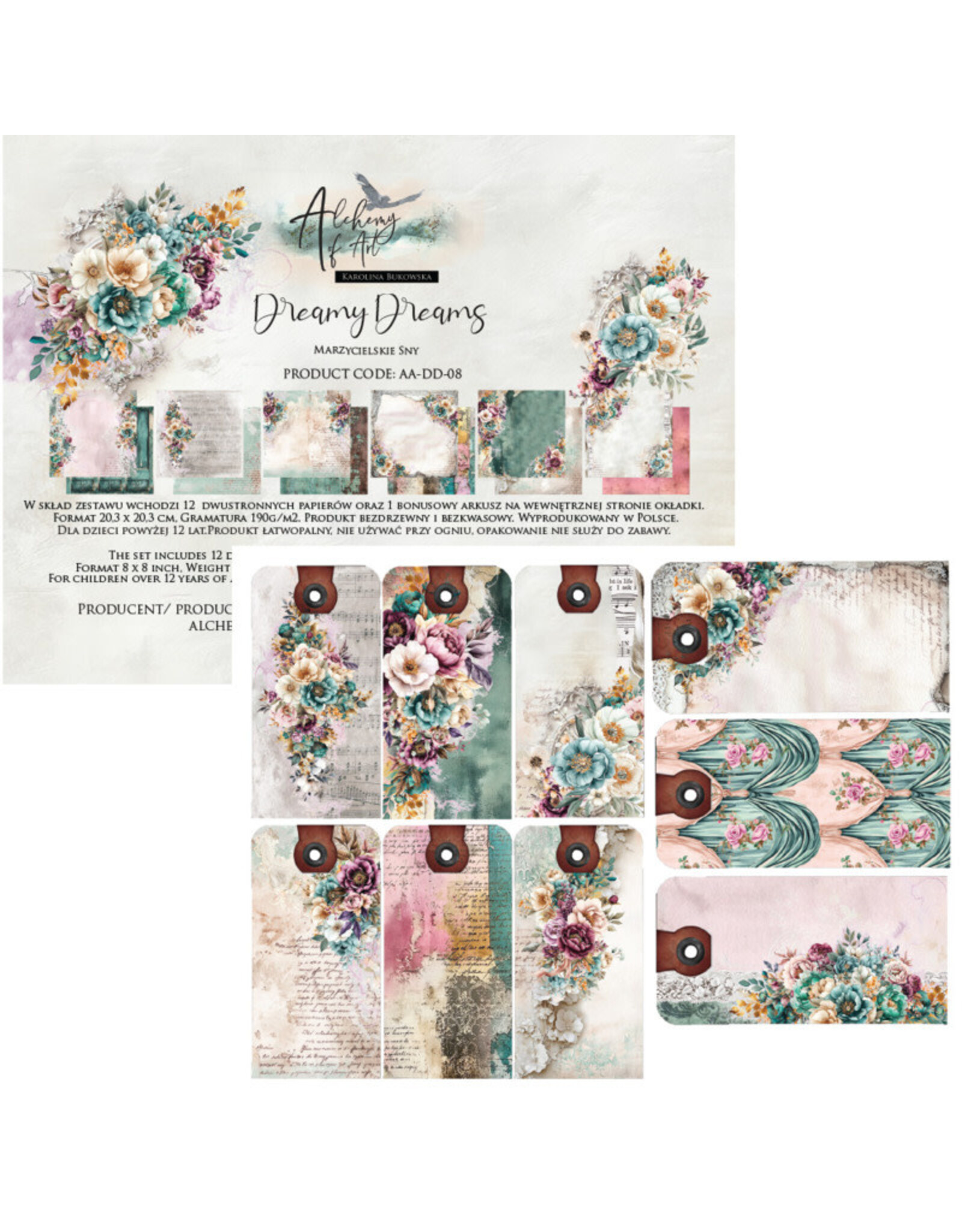 ALCHEMY OF ART ALCHEMY OF ART DREAMY DREAMS 8x8 PAPER PACK 12 SHEETS
