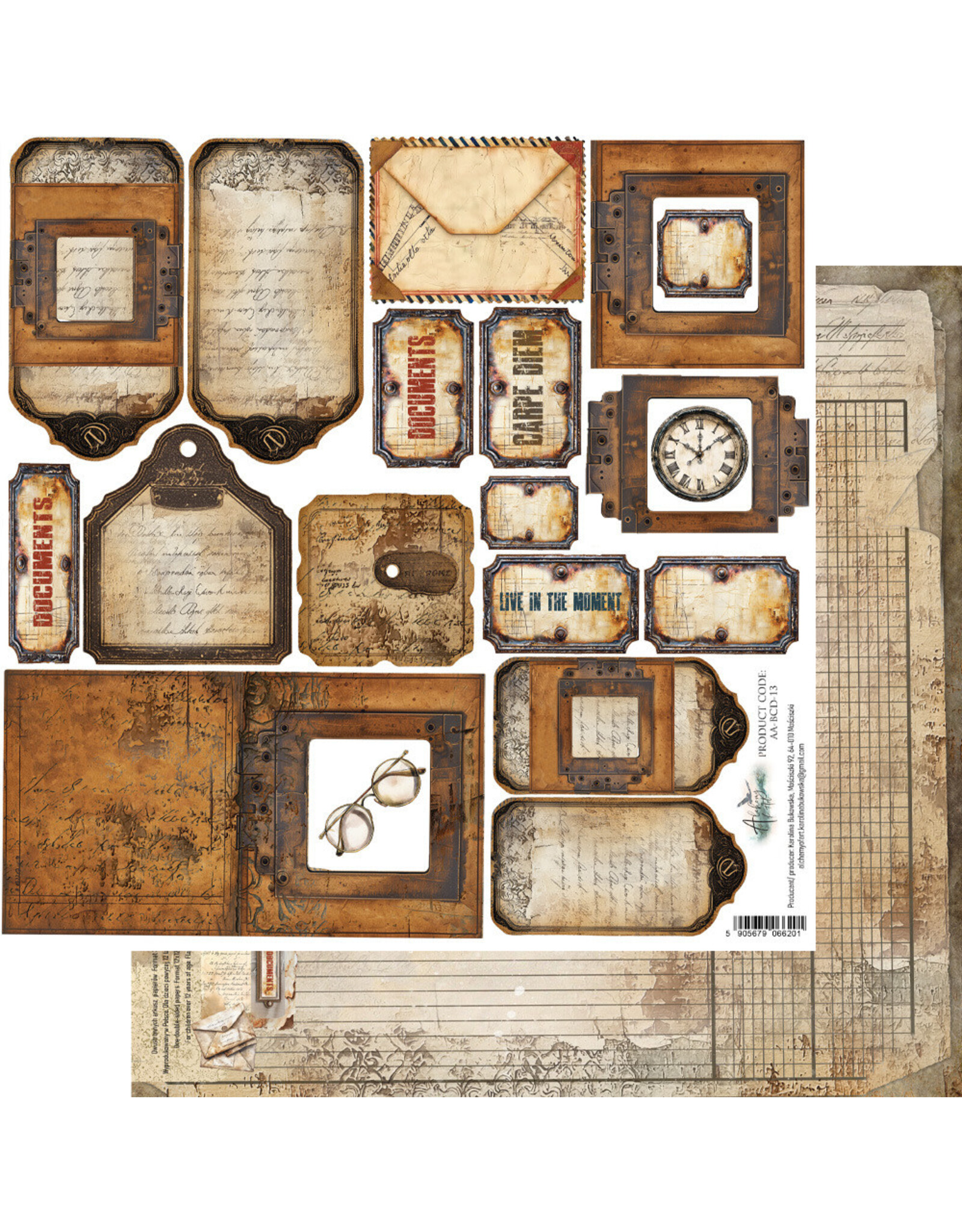 ALCHEMY OF ART ALCHEMY OF ART EXTRAS PAPER BEHIND CLOSED DOORS-12x12 SHEET DIE-CUTS