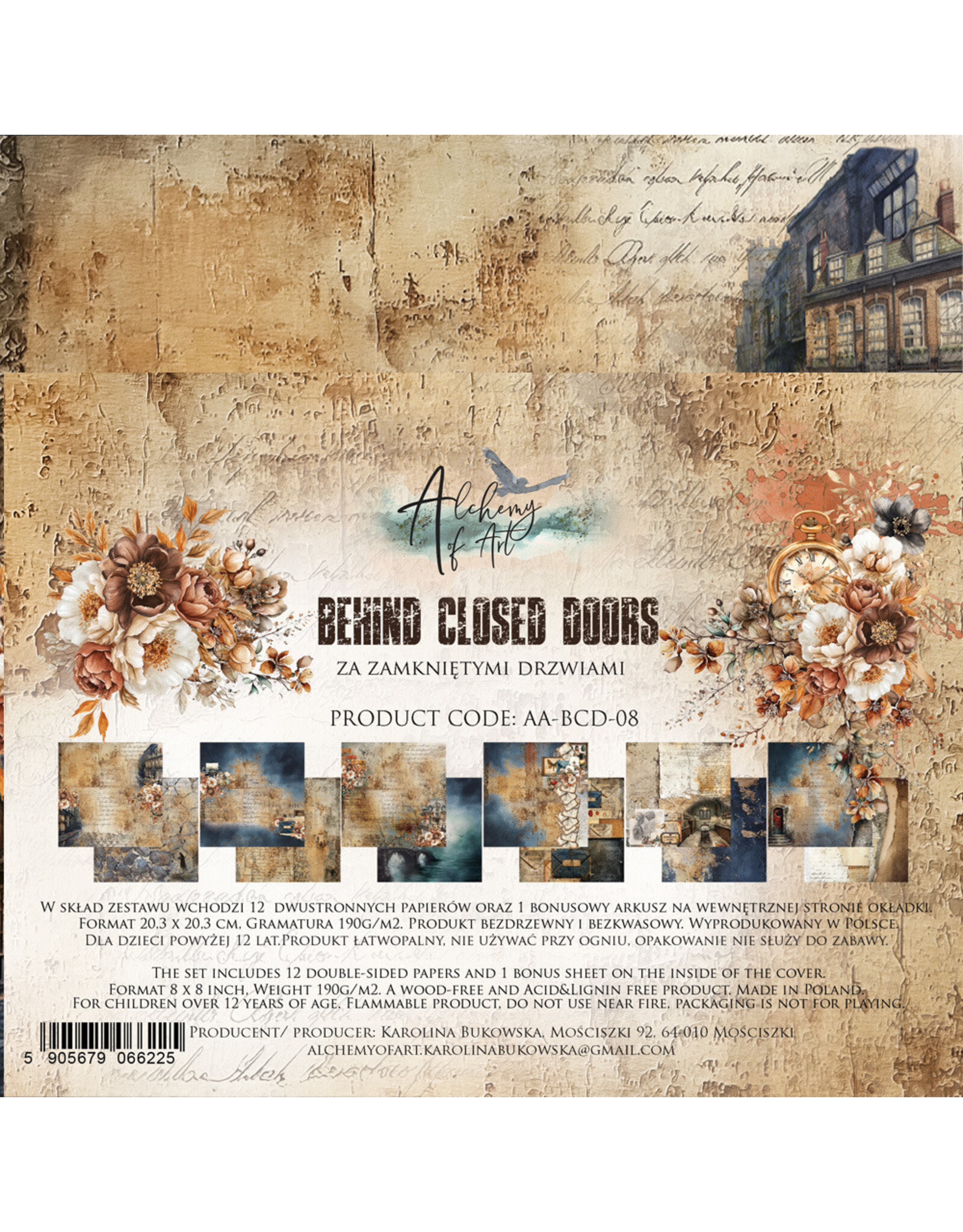 ALCHEMY OF ART ALCHEMY OF ART BEHIND CLOSED DOORS 8x8 PAPER PACK 12 SHEETS