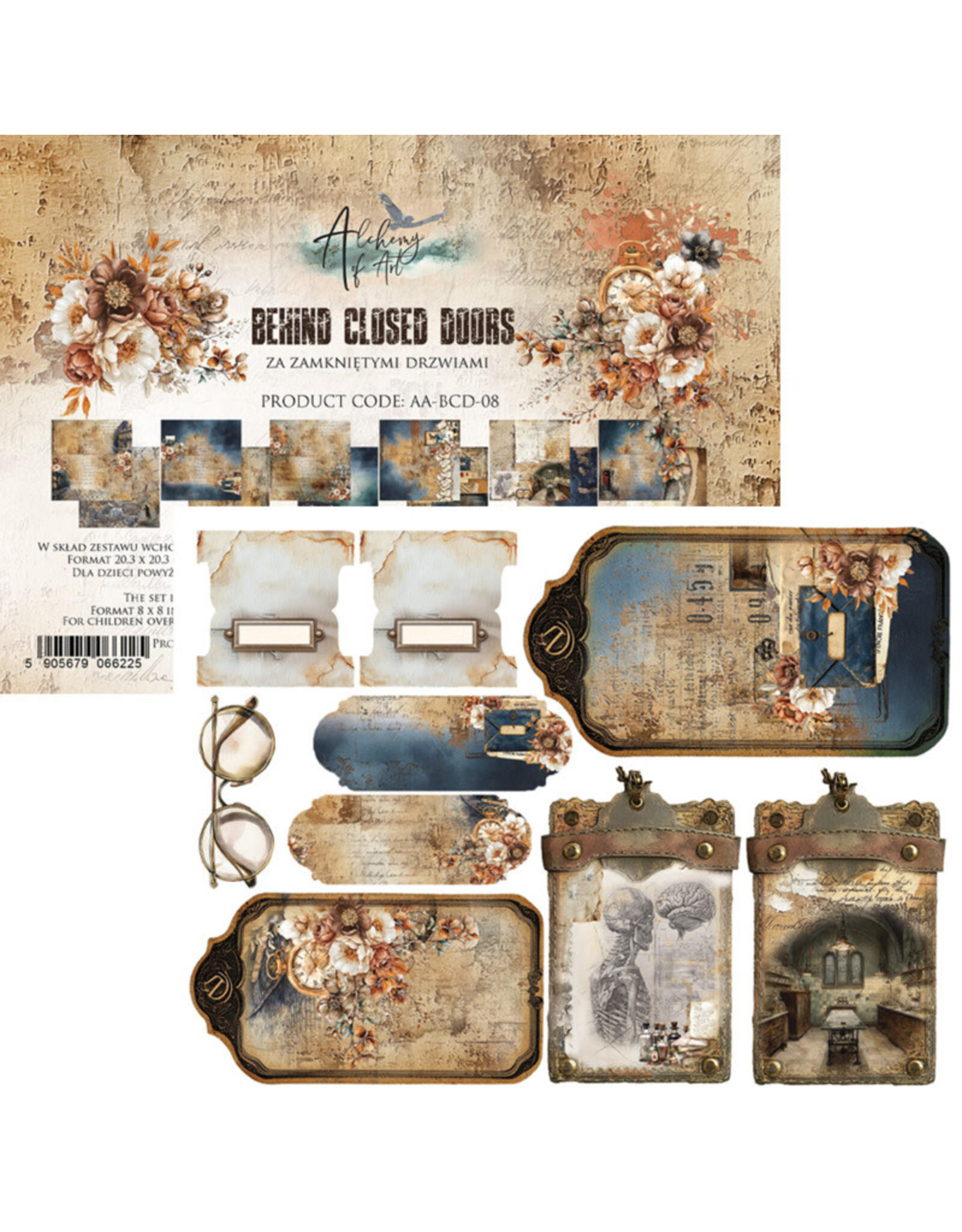 ALCHEMY OF ART ALCHEMY OF ART BEHIND CLOSED DOORS 8x8 PAPER PACK 12 SHEETS